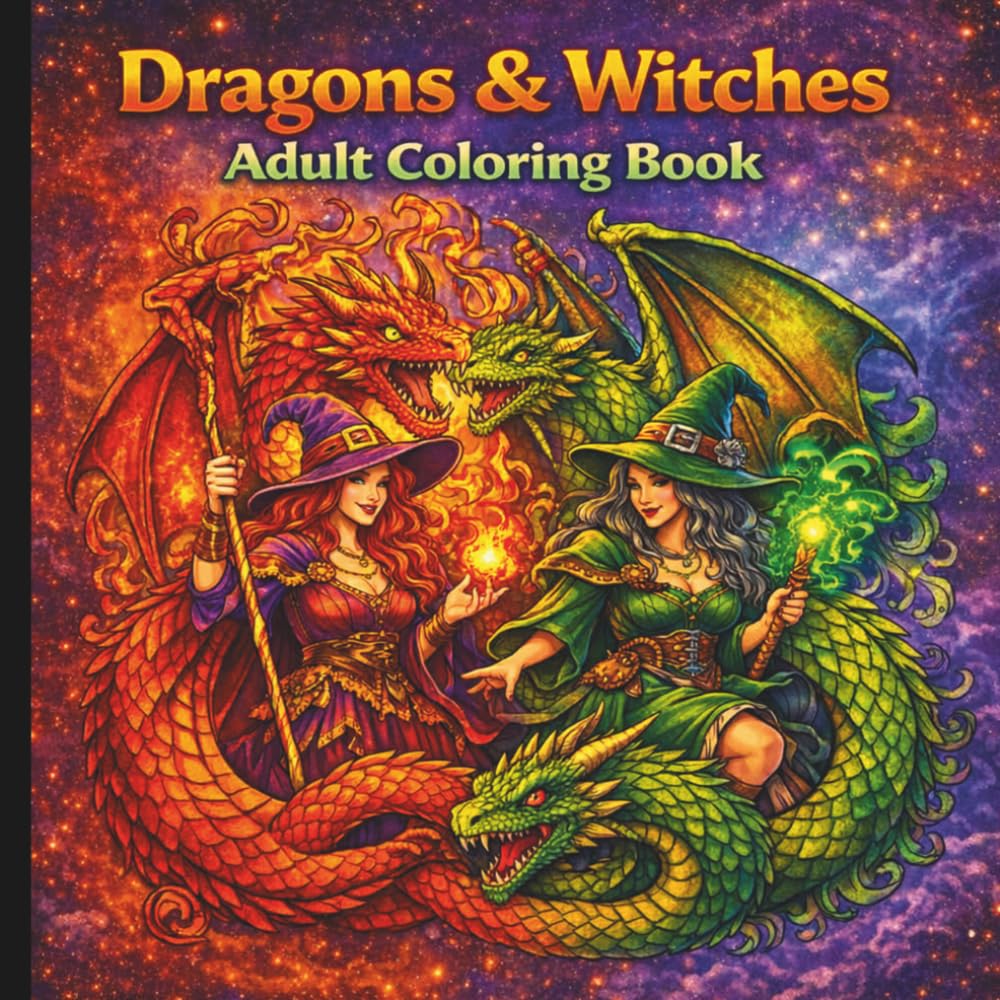 Dragon & Witches Adult Coloring Book: Adult Coloring Book