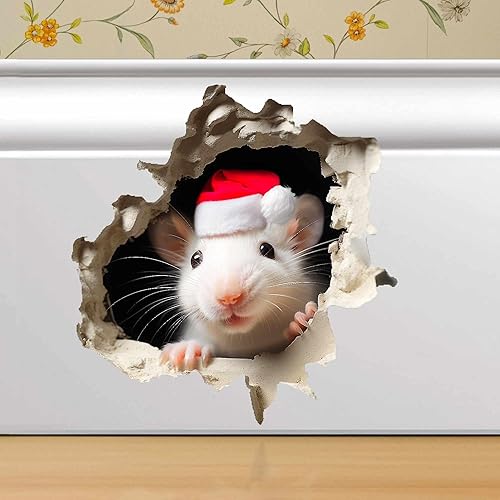 Miniatura 10 de Calcomanía de pared con texto en inglés "The Mice That Stole Christmas", decoración navideña, extraíble, amantes de la Navidad, niños, calcomanías