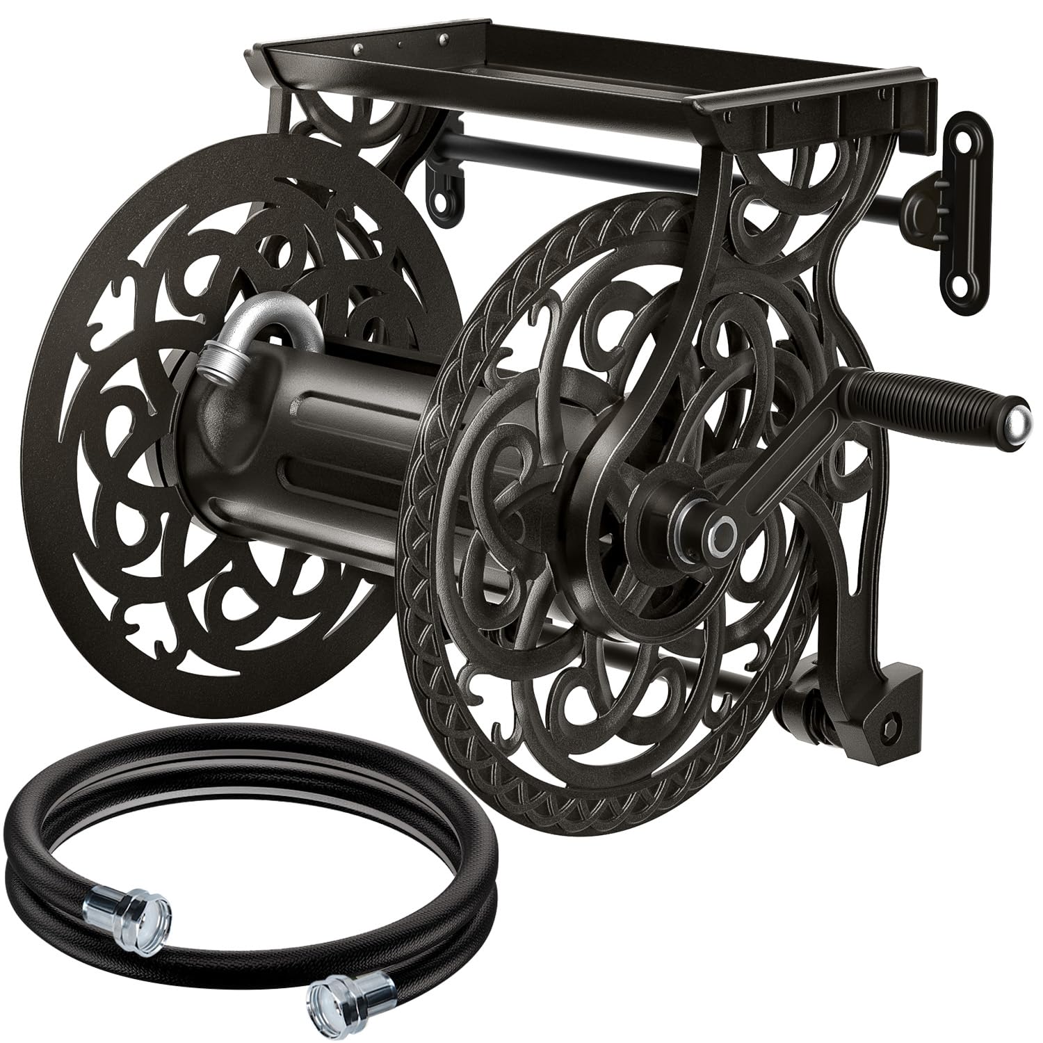 AQUAZILLA Metal Wall Mount Garden Hose Reel