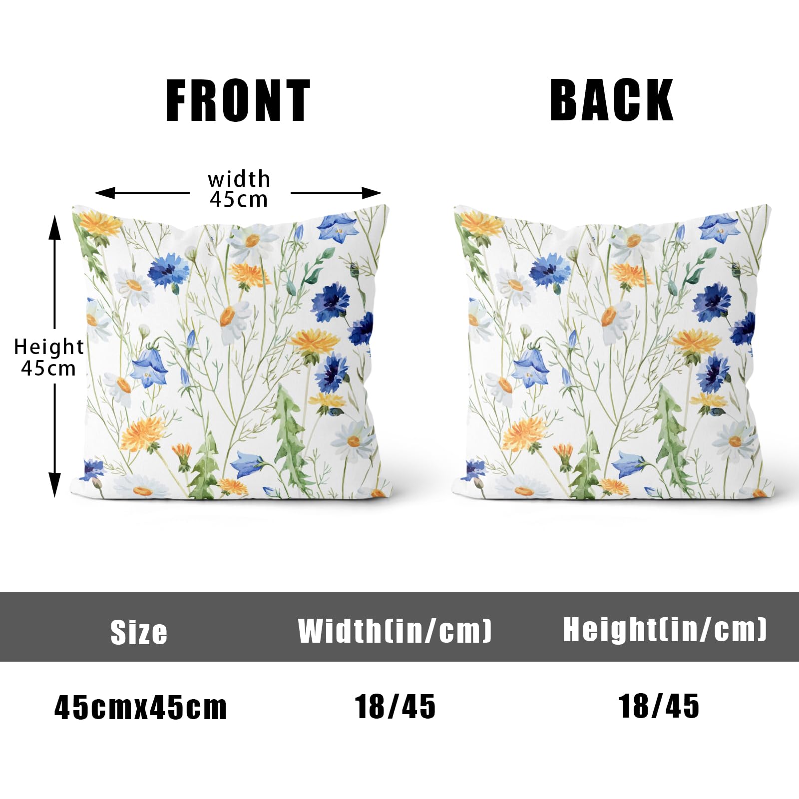 XPHZZL Cushion Covers Set of 2 Pack 45 x 45 cm(18x18 inch)- Dutch Velvet Double Sided Garden Floral Decorative Pillow Covers for Sofa Bed Garden Outdoor Spring Decor Set of 2-White - Image 2
