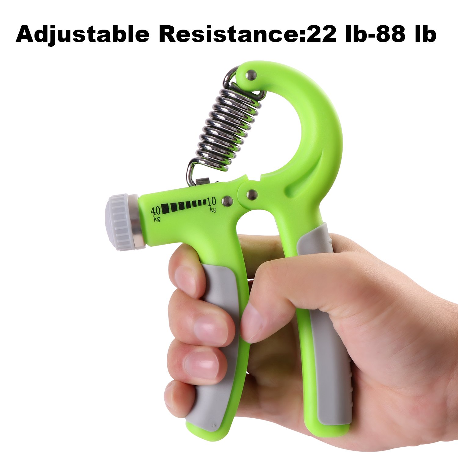 Hand Grip Strengthener Forearm Grip Workout Kit - 6 Pack - Adjustable Hand Gripper Resistance Range of 22-88lbs, Finger Exerciser, 2 Finger Stretchers & 2 Exercise Rings+Training Schedule