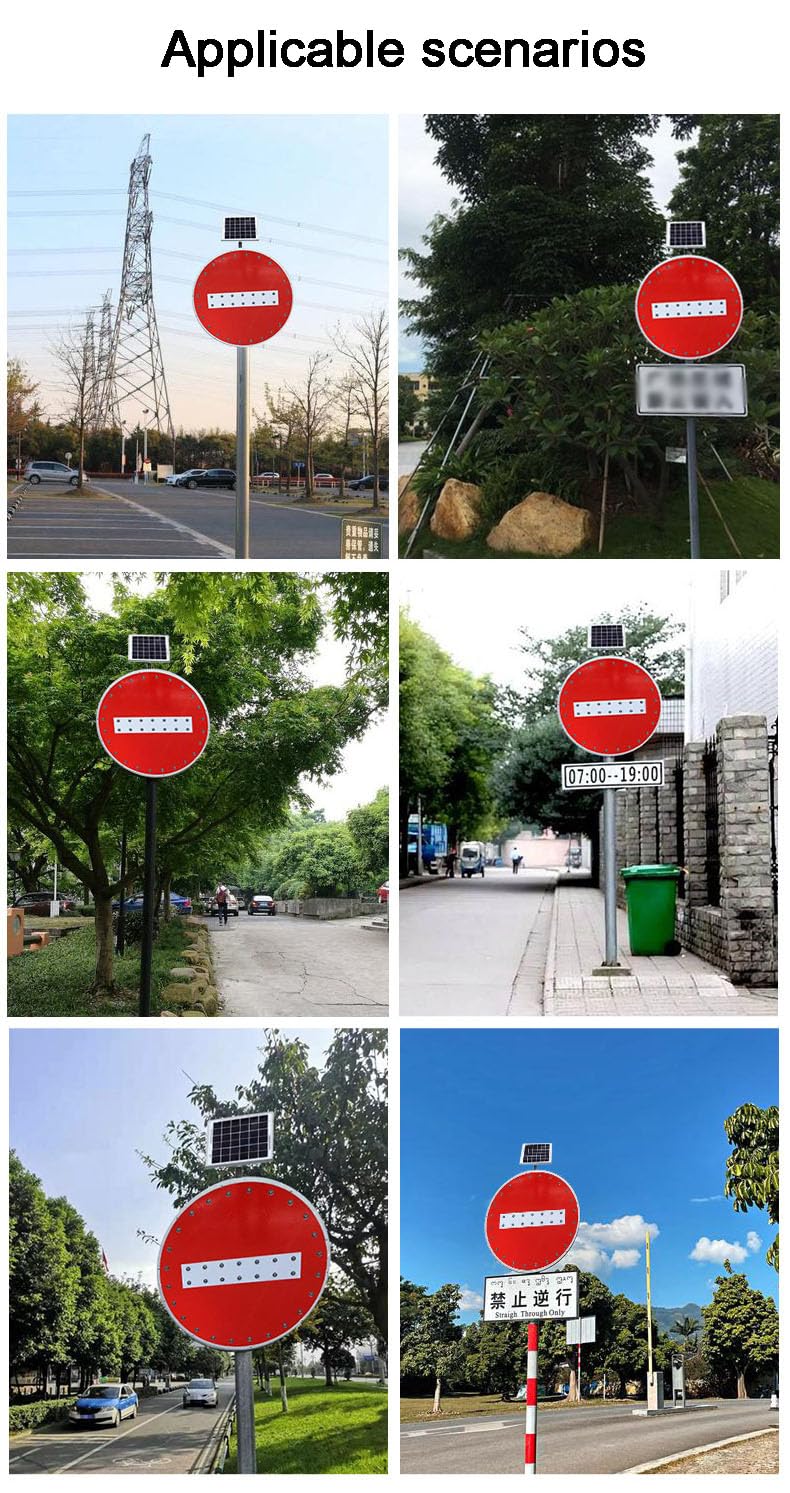 Señal solar de prohibido el paso,señal de advertencia vial, resistente a la intemperie IP65, para prohibir el acceso de vehículos a carreteras de sentido único y zonas restringidas (Rojo, 76cm)