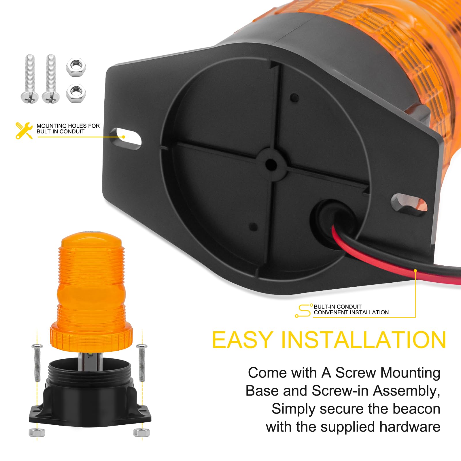 Biqing Girofaro led veicolo arancione, 30 led avviso flash di sicurezza di emergenza 12v 24v per camion, trattori, carrelli elevatori, utv, automobili, autobus, luci di navigazione barca, 1pcs