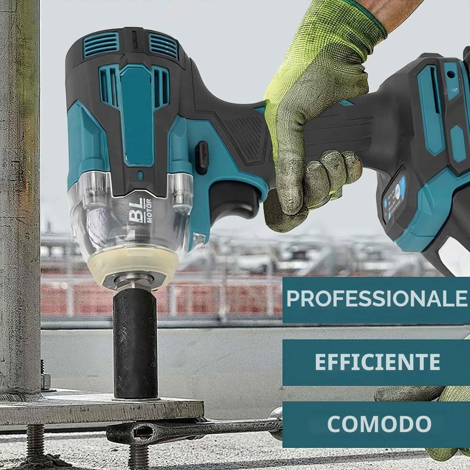 Avvitatore a percussione a batteria con due batterie 21V elettrico 3 in 1 1200 N.m, avvitatore a percussione 6700 giri/min, con luce LED, 5 bussole per casa, auto, fai da te (1200 Nm)
