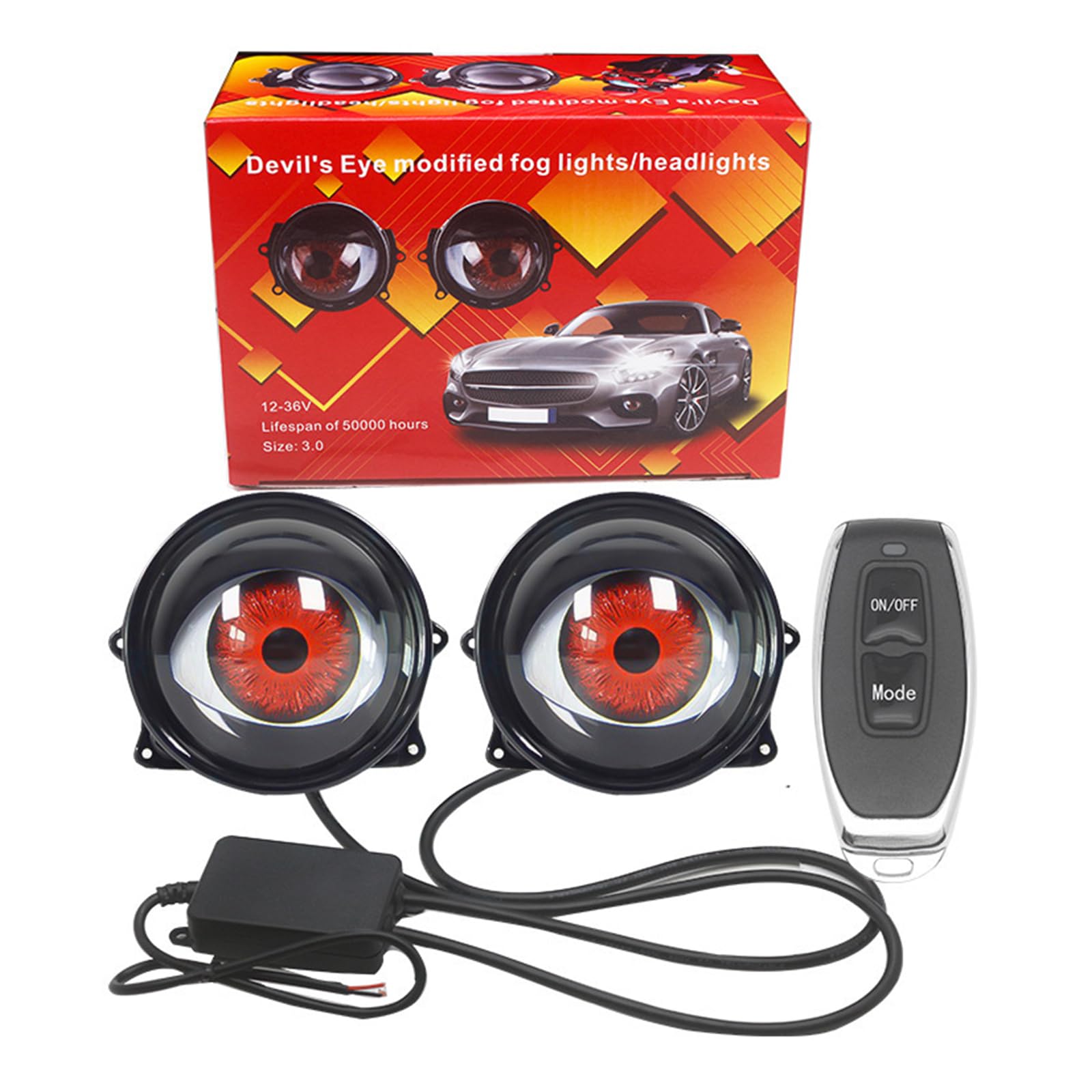Fari Demon Eye, Fari Dinamici Demon Eye con Telecomando, Adatti per Auto, Moto E Camion