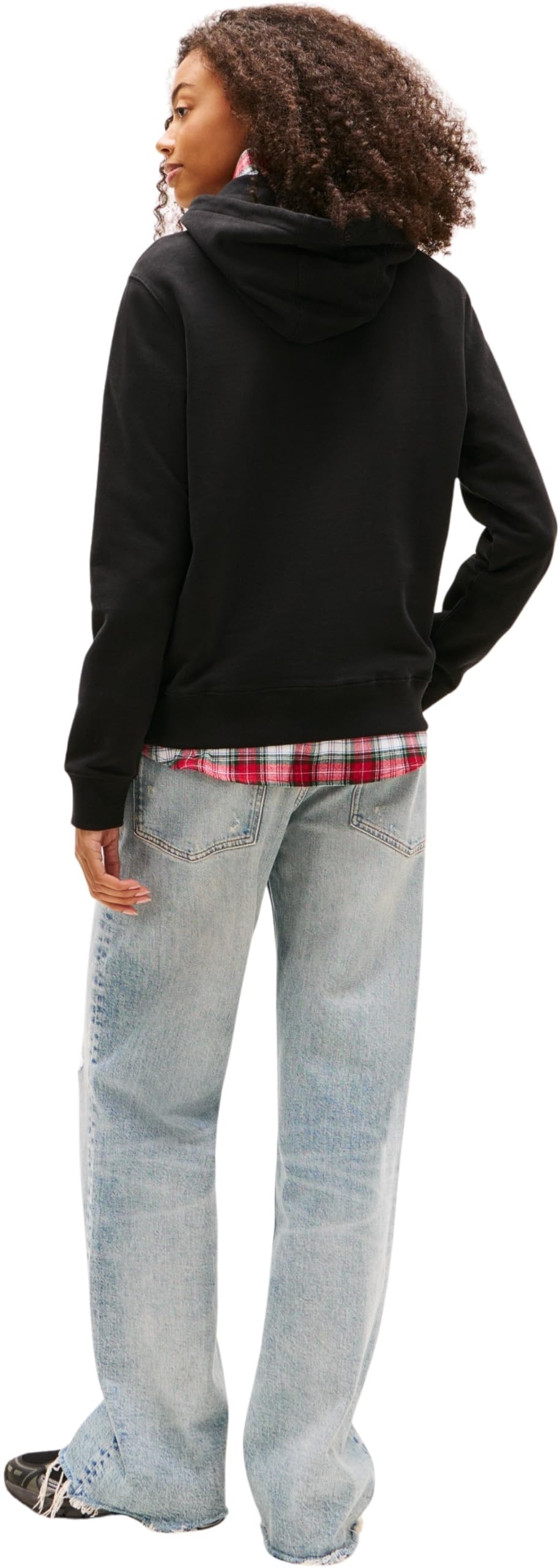 Tommy Jeans Hoodie Mujer Regular Fit con Bolsillo Canguro, Negro (Black), 4XL