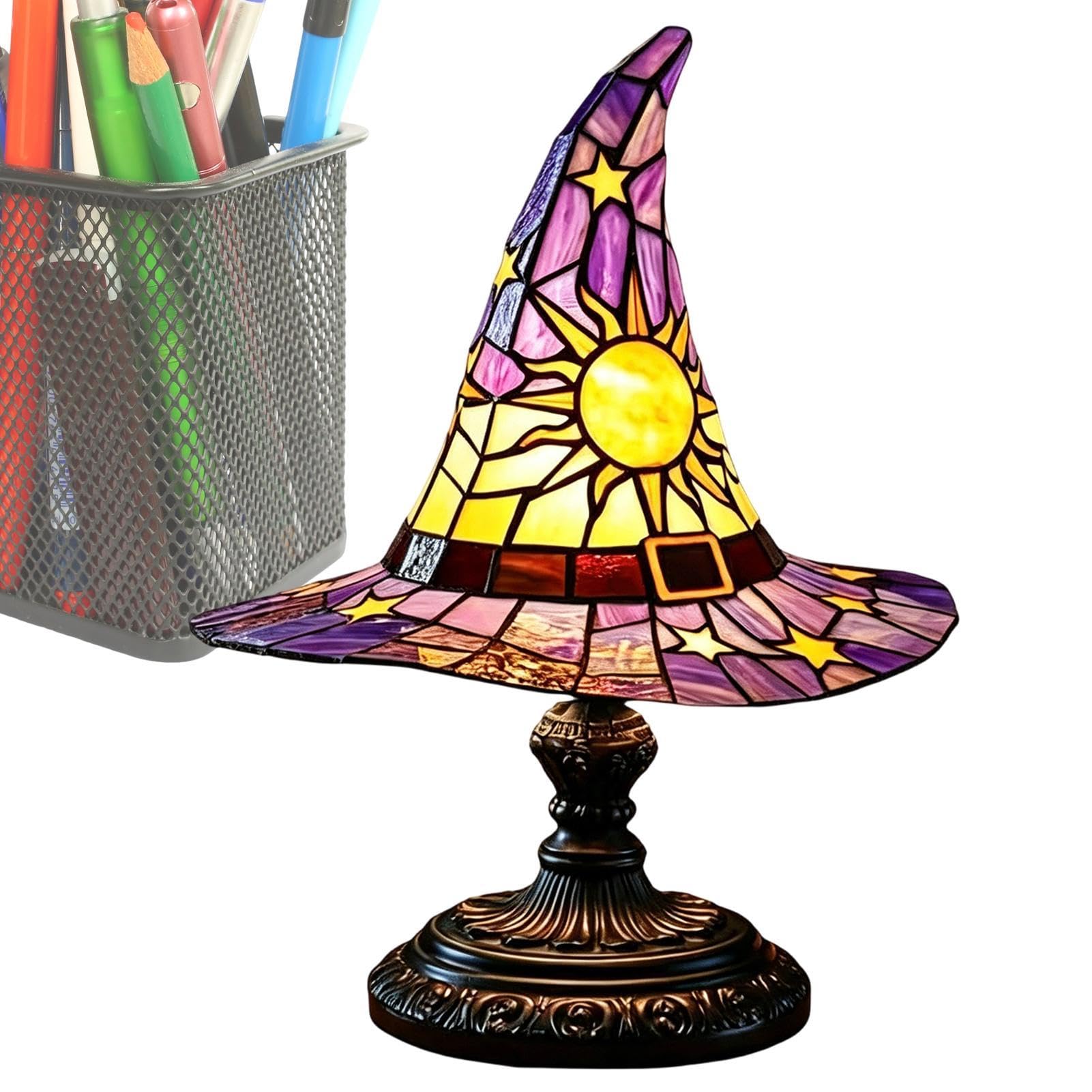Lampa Wiedźmy | Upiorna Lampka Nocna Słońce Gwiazdy | Lampka Nocna Vintage z Czarownicą | Do Domu, Sypialni, Salonu, Biura, Mieszkania, Akademika, Na Stół, Biurko, Stolik Nocny, Półkę I