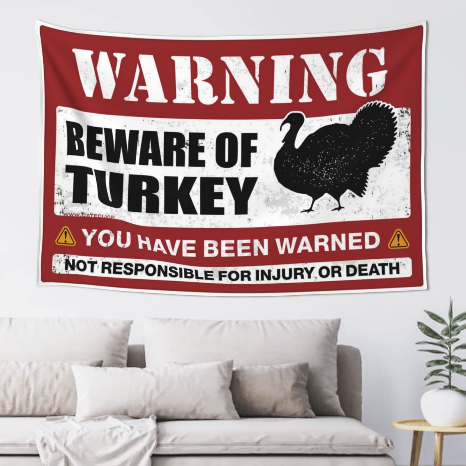 PRAVOXI Bar Stuff For Man Cave Beware Of Turkey Tapestry Backyard Bar Decor Hanging Wall Decor(75X100CM)