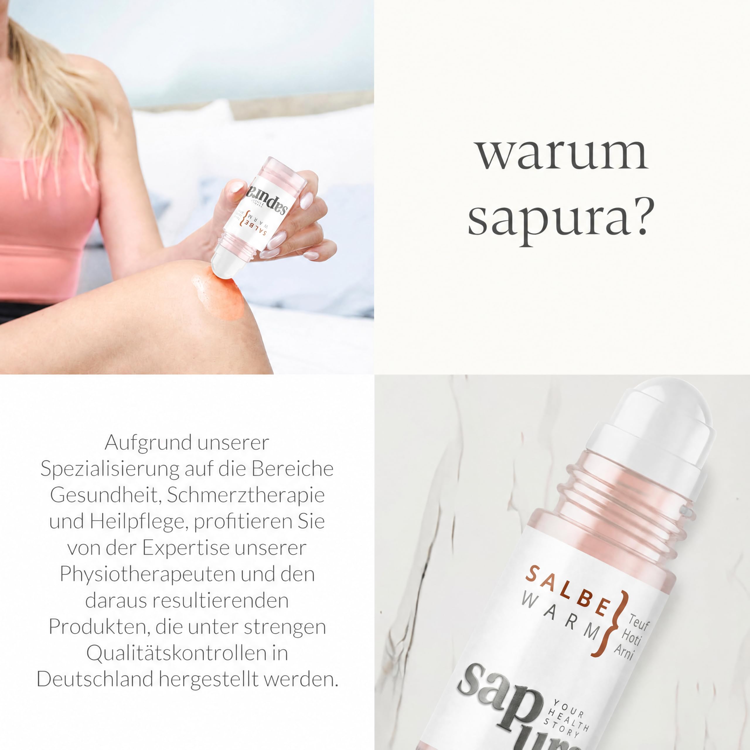 sapura health Wärmesalbe Roll-On extra stark – Wärmebalsam für Muskeln & Faszien – Massage Roll-On mit Arnika & HotFlux® – gegen Verspannungen, Muskelkater & Rückenschmerzen – 50 ml (2 Stück)