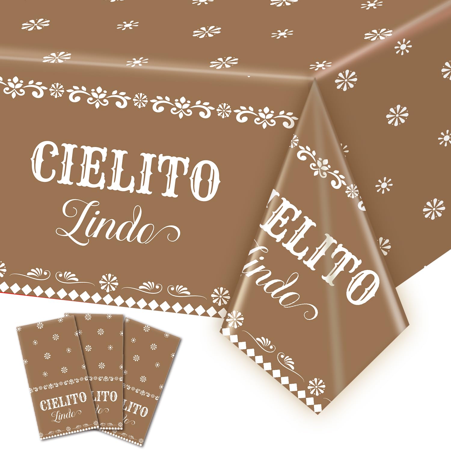 ASLERMURE 3pcs Mexican Fiesta Tablecloth, 54 x 108 inch Mexican Fiesta Party Supplies Decorations, Mexican Disposable Plastic Tablecloth, Birthdays,