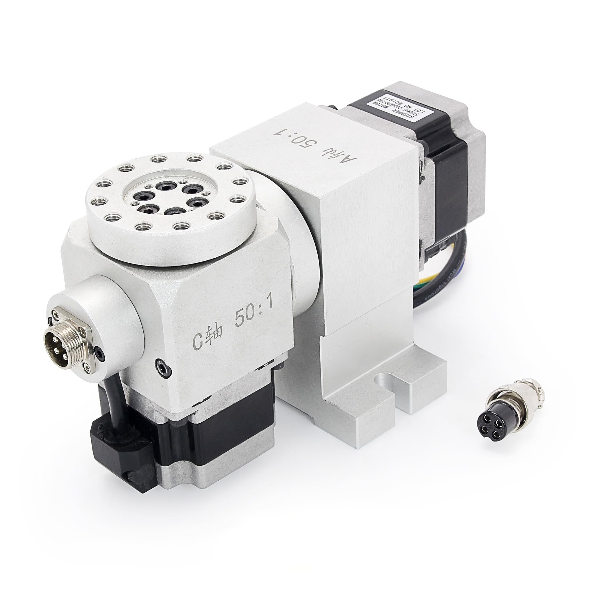 RATTMMOTOR CNC Drehachse, 5th Achse Teilungskopf, CNC 4th Achse A Achse C Achse Teilapparat, Mit Nema23 Schrittmotor wasserdicht, Harmonic Reducer Getriebe 50:1 für CNC Gravierfräsmaschine