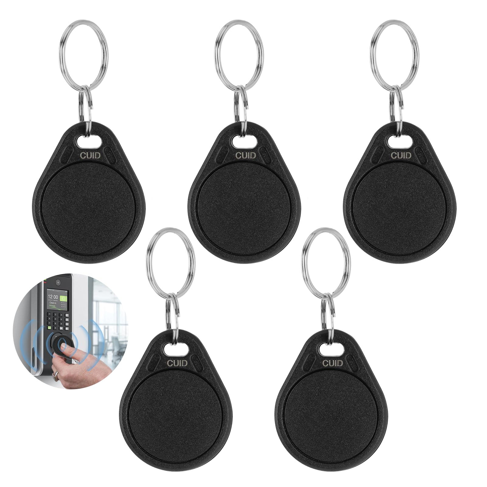 Llaveros RFID 13.56MHz CUID UID Modificable Tarjetas Transpondedor Control de Acceso Negro Paquete de 5