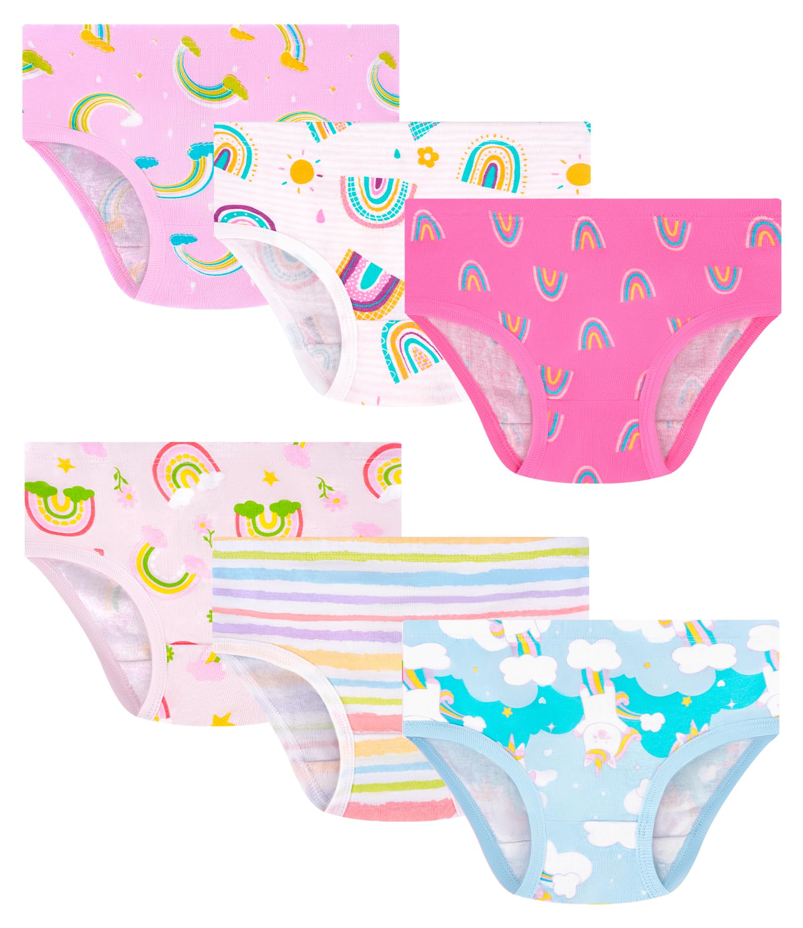 Girls and Toddlers 100 Cotton Underwear Tagless Soft Panties Size 2-3T 4-5T 6 8 10 12 6-Pack