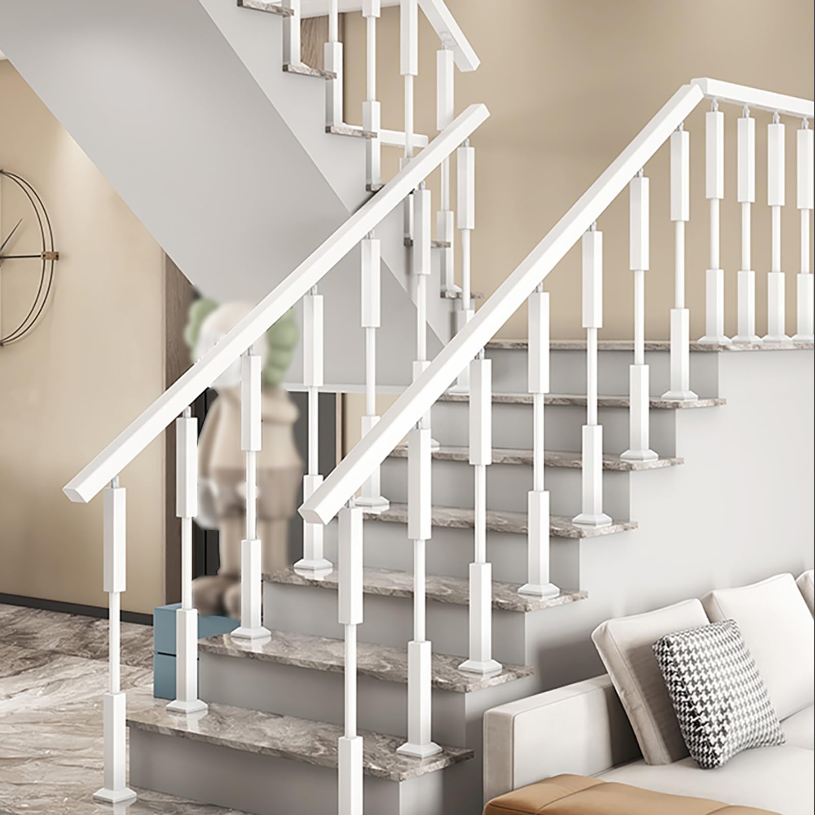 Balustres décoratifs en métal lot 10 barreau escalier noir doré blanc hauteur 95 cm base plate