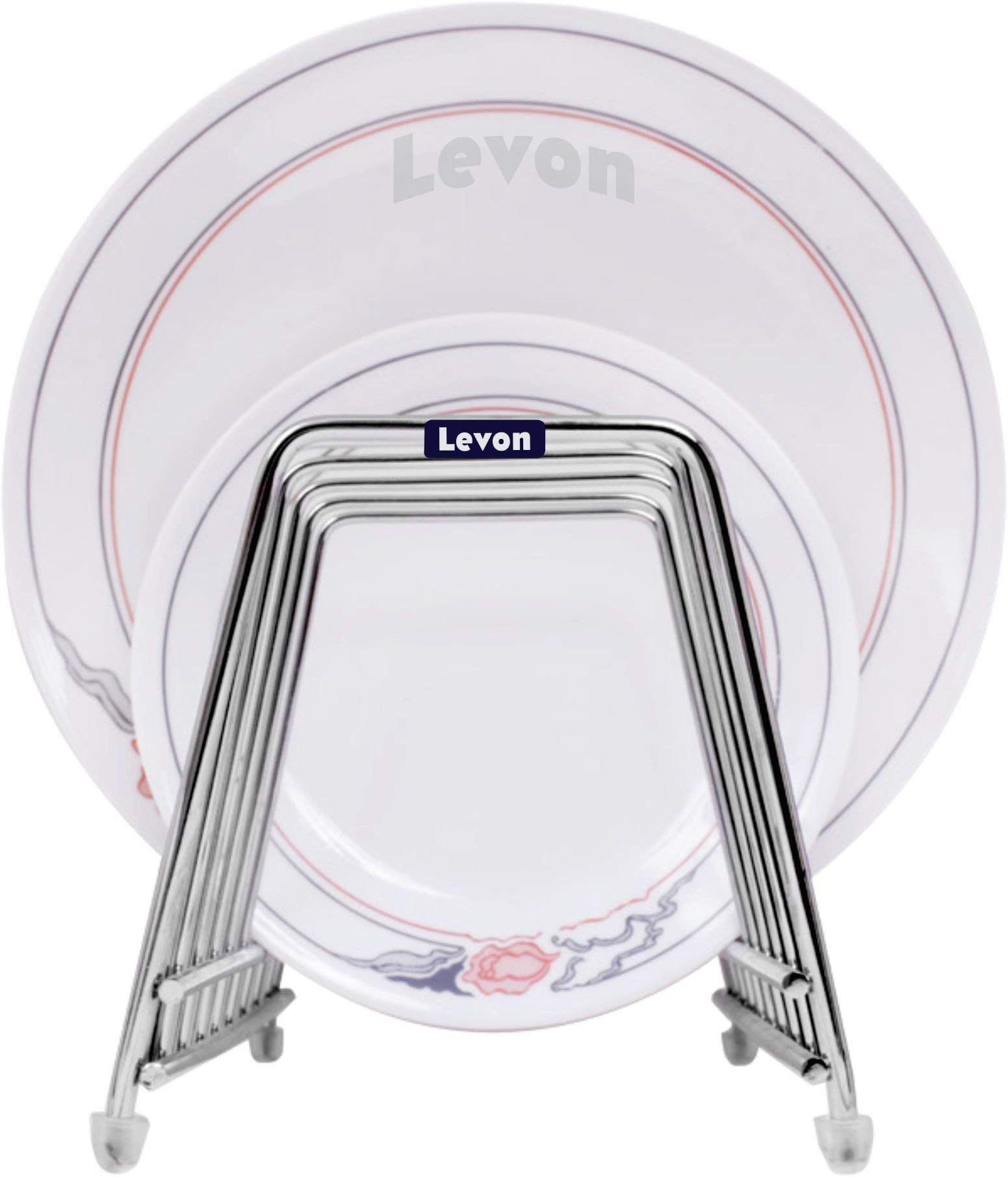 Levon Stainless Steel Plate Rack | Dish Rack | Plate Stand | Dish Stand | Lid Holder Utensil Rack for Kitchen - Size (140 X 320 X 130 mm) | Special Nano Coating