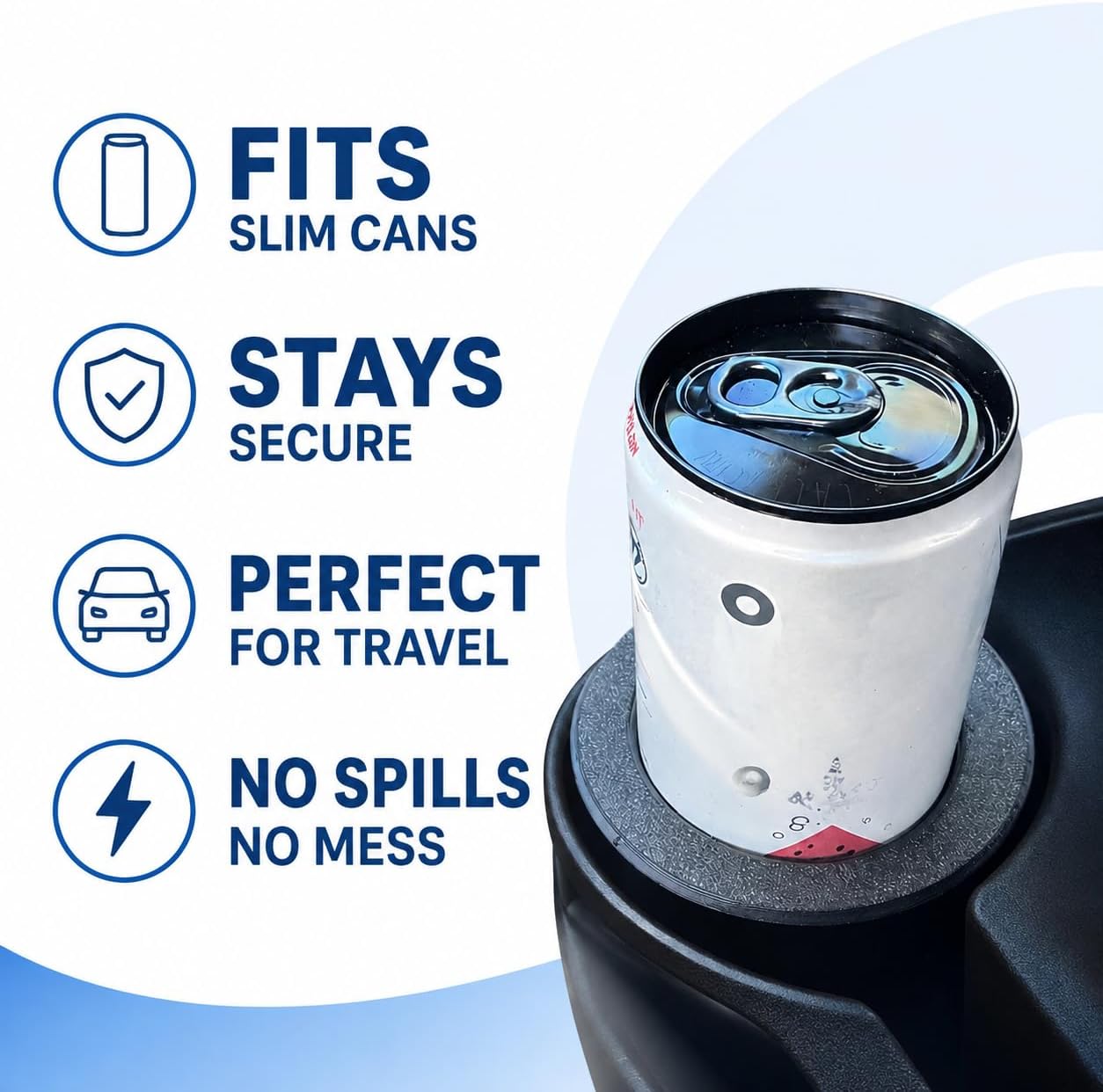 Slim Can Cup Holder Insert Adapter for Car | Fits 8.4oz & 12oz Skinny Cans | Reversible Wiggle-Free Design | Heat-Resistant | Compatible with Skinny Energy Drinks