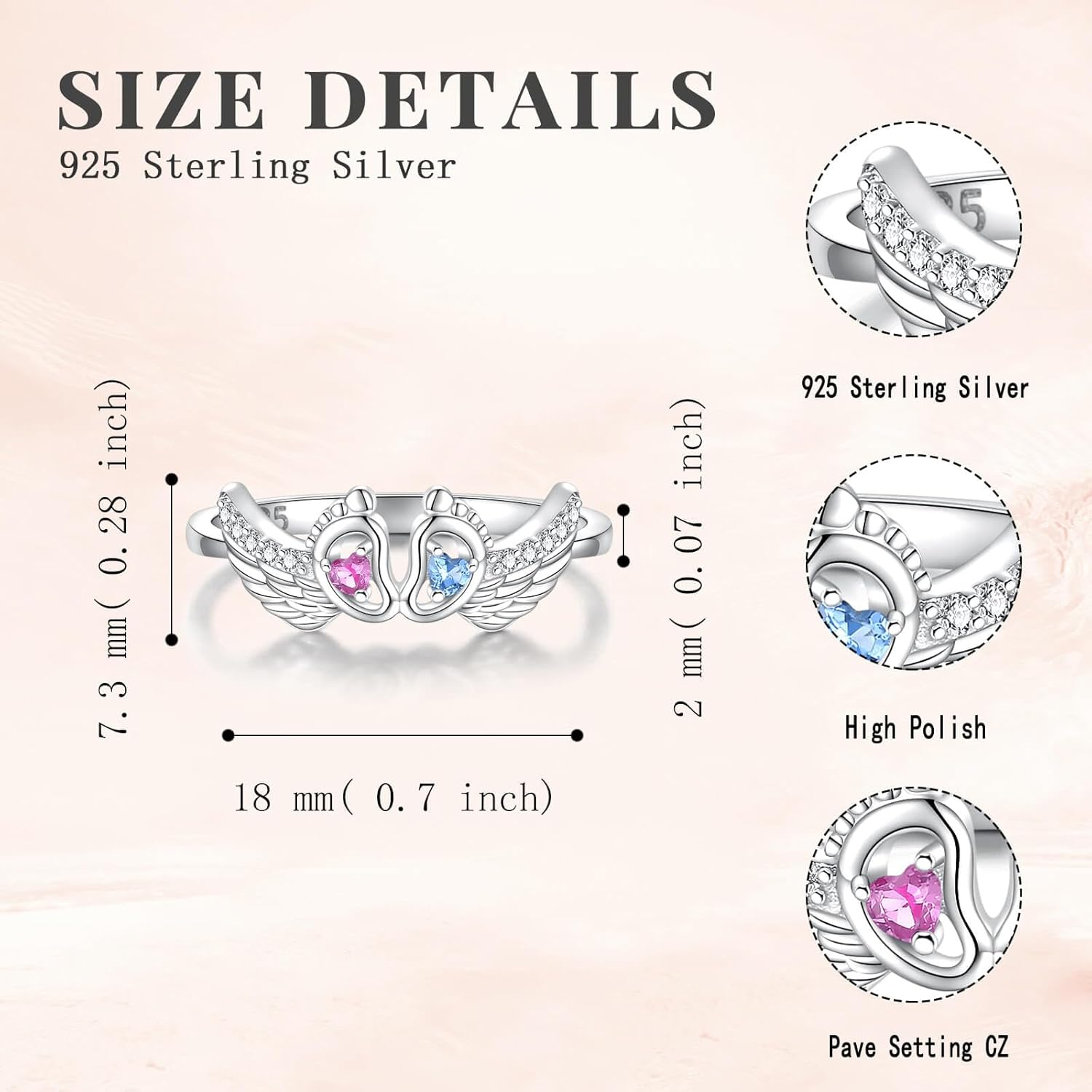 Miscarriage Gifts for Mothers Mommy of an Angel Ring 925 Sterling Silver Loss Memorial Sympathy Jewelry for Mom Women