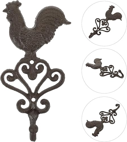 Miniatura 9 de Cabilock Gancho de pared de pollo retro de hierro fundido vintage para abrigos de cocina, llaves, toallas, 3 x 1.5 pulgadas