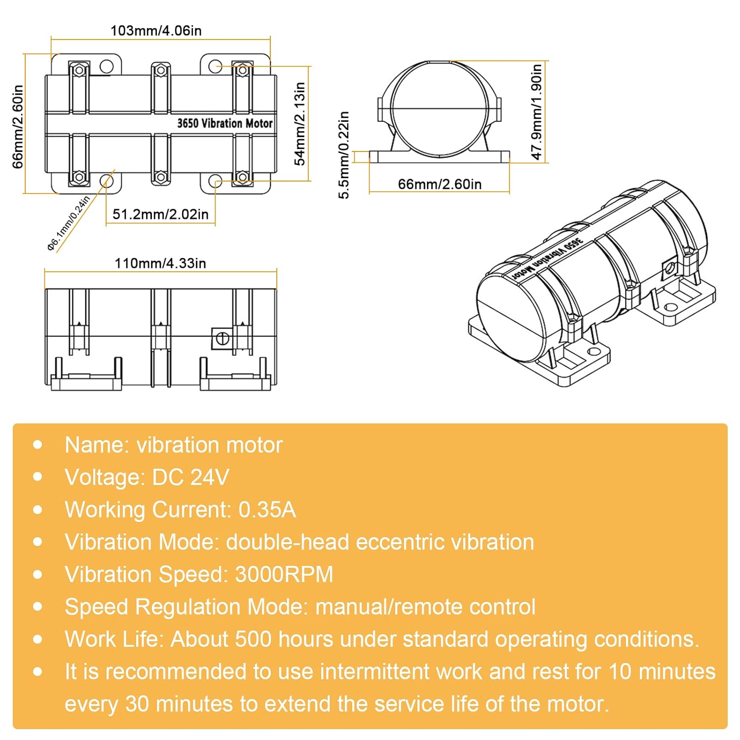 DC24V Vibration Motor and 30W Concrete Vibrator Screen with Speed Controller and US Plug