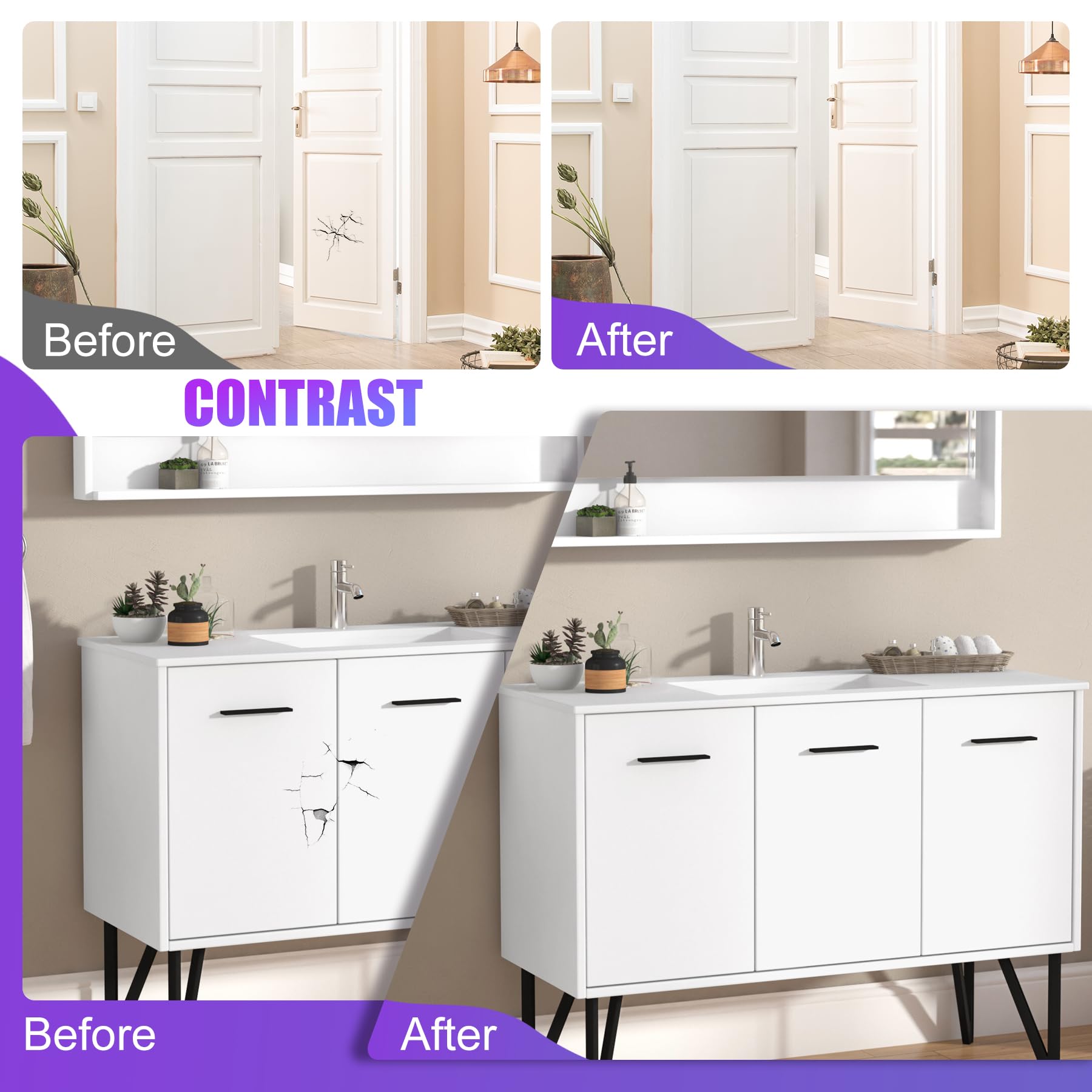 Pintura de Retoque Blanco 200ml - Multisuperficie para Baño, Pared, Techo, Madera, Armarios y Portes, con Fórmula Fácil de Limpiar, Ideal para Rebanar Agujeros y Reparar Rayones en Superficies Blancas