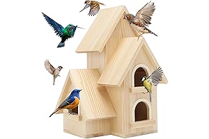 Lyfreen DIY Birdhouse for Outdoors - Pine Wooden House for Bluebird/Hummingbird/Wren/Finch, with Hanging Tools