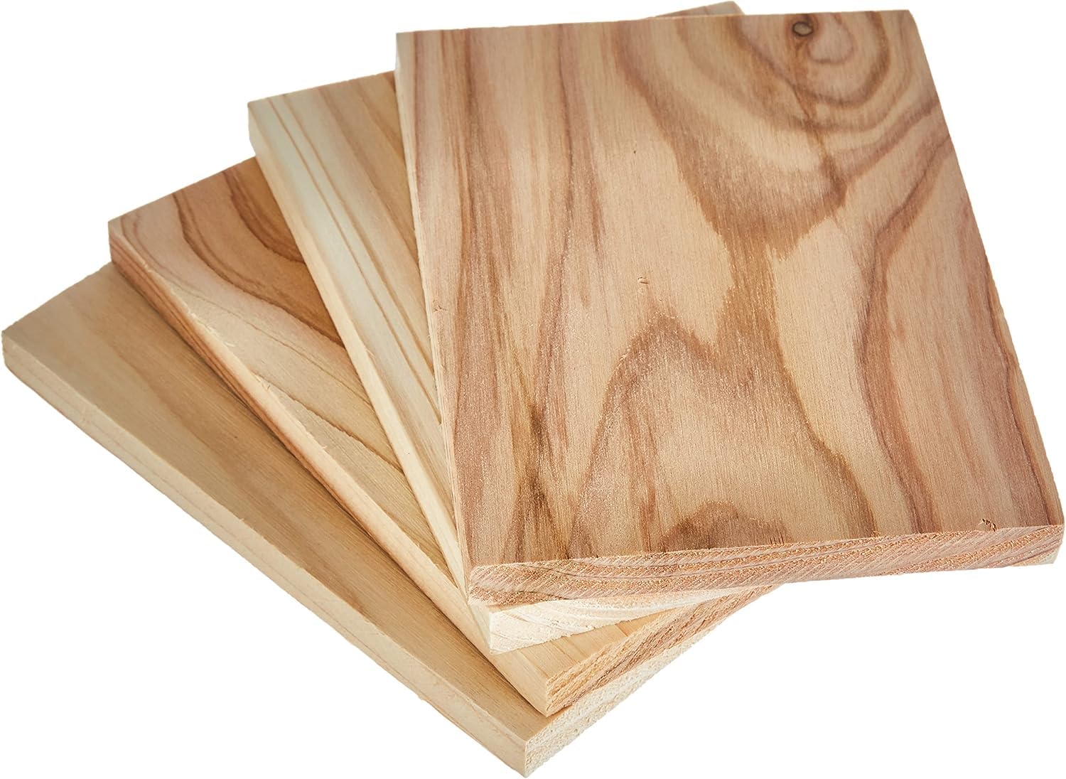 Weber Zendernholz Räucherbretter - Klein (11 x 15cm), 4er Pack, süßes, mildes Aroma, ideal für Käse, Gemüse, Fisch und Geflügel, aus natürlichen Holzarten (17832)