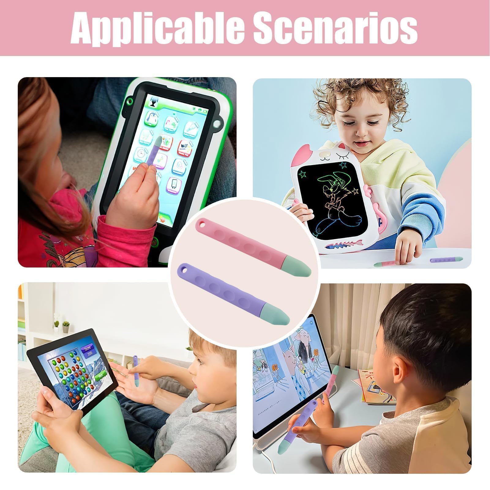 Penna Touch Screen Universale, 2 in 1 Stylus Pen Compatibile con iPad, iPhone, Tablet Android, Microsoft Surface, Laptop, Chromebook [Set da 8] - Rosa, Viola, Blu, Verde, Giallo, Nero, Bianco, Oro