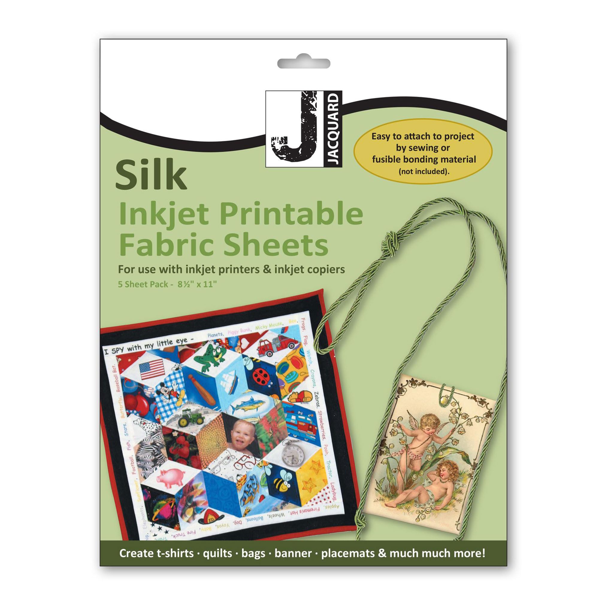 Jacquard Silk Inkjet Fabric Sheets, 5-Pack – Printable Pre-Treated Silk Sheets for Inkjet Printers, Craft, Quilting & DIY Projects