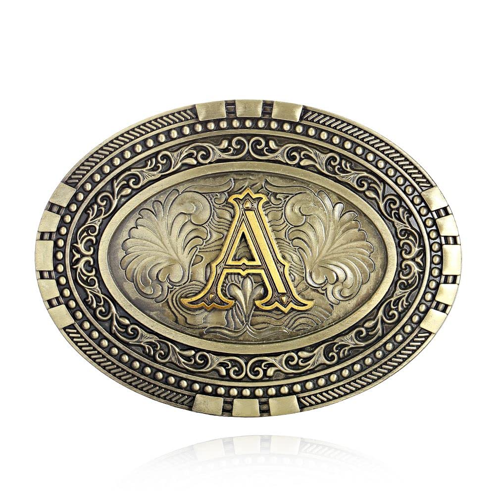 QQA Western cowboy belt buckle initials ABCDEF TO Z Men's novelty upgraded belt accessories