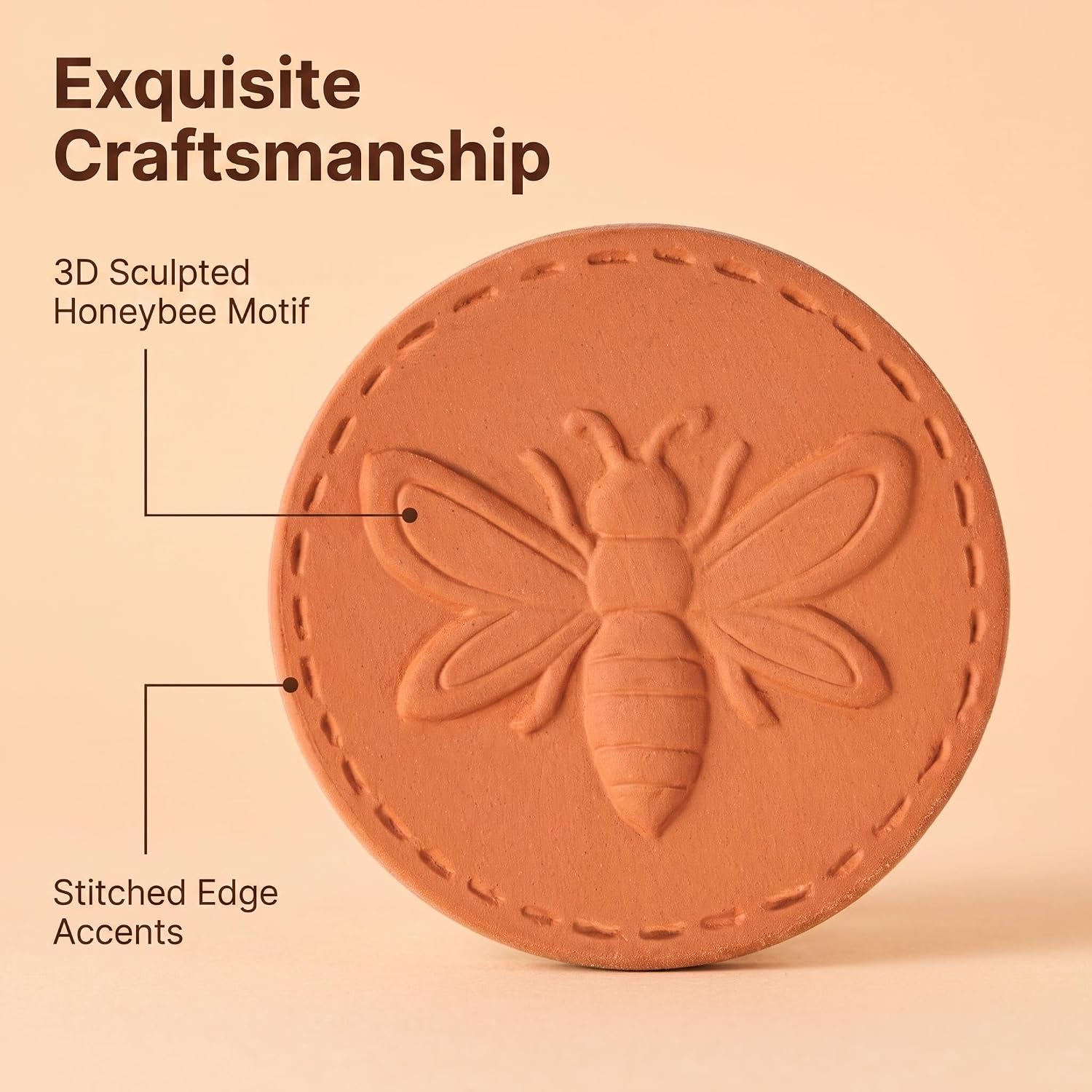 Terracotta Brown Sugar Saver Disc 4 Pack Bee Ceramic Food Moisture Keeper image 4