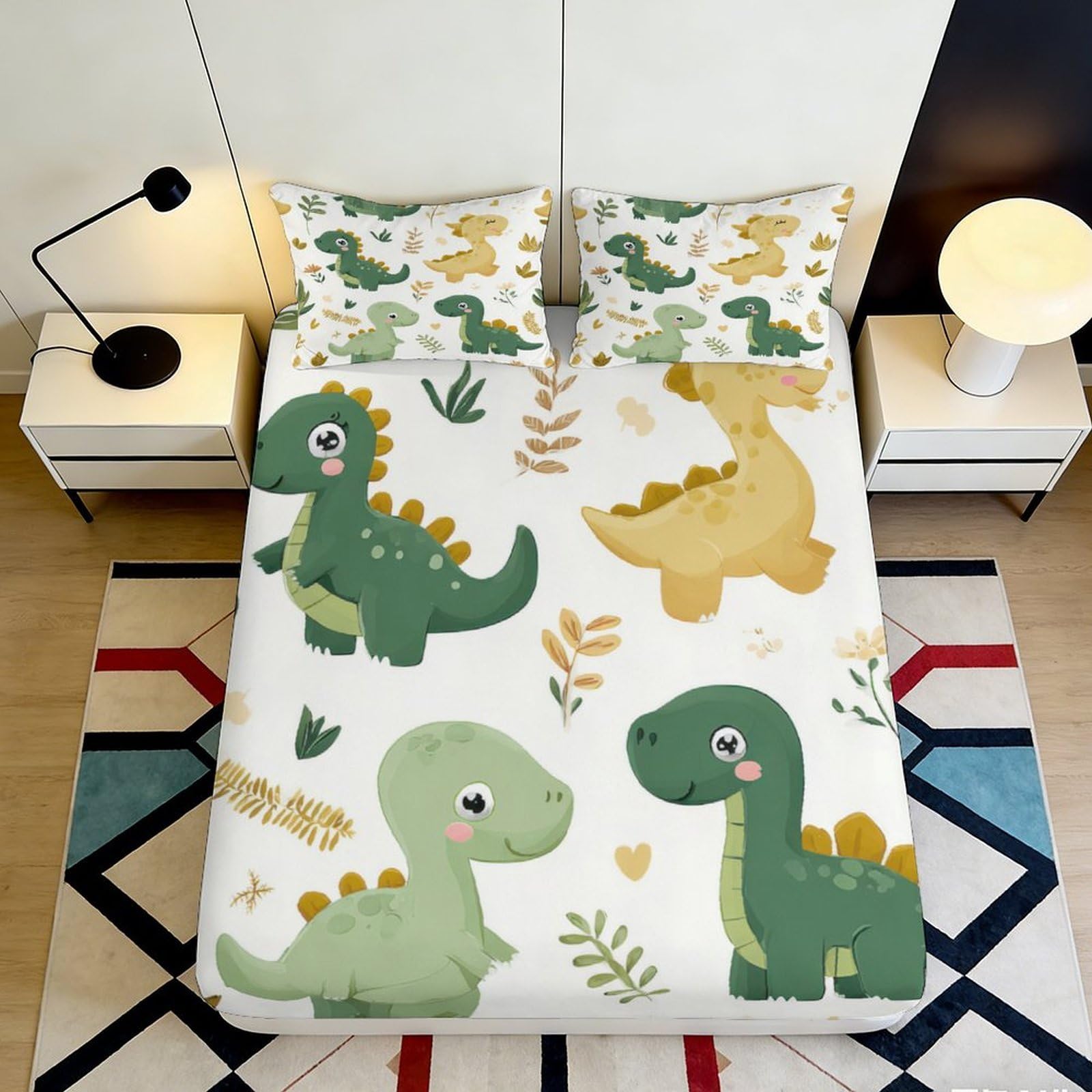 Jqzkxnhpbr Style-3 3D Printed Dinosaur Jungle Fitted Sheet Microfiber Soft Breathable Cartoon Bed Cover For Bedroom Guestroom Decor 90X200x25cm
