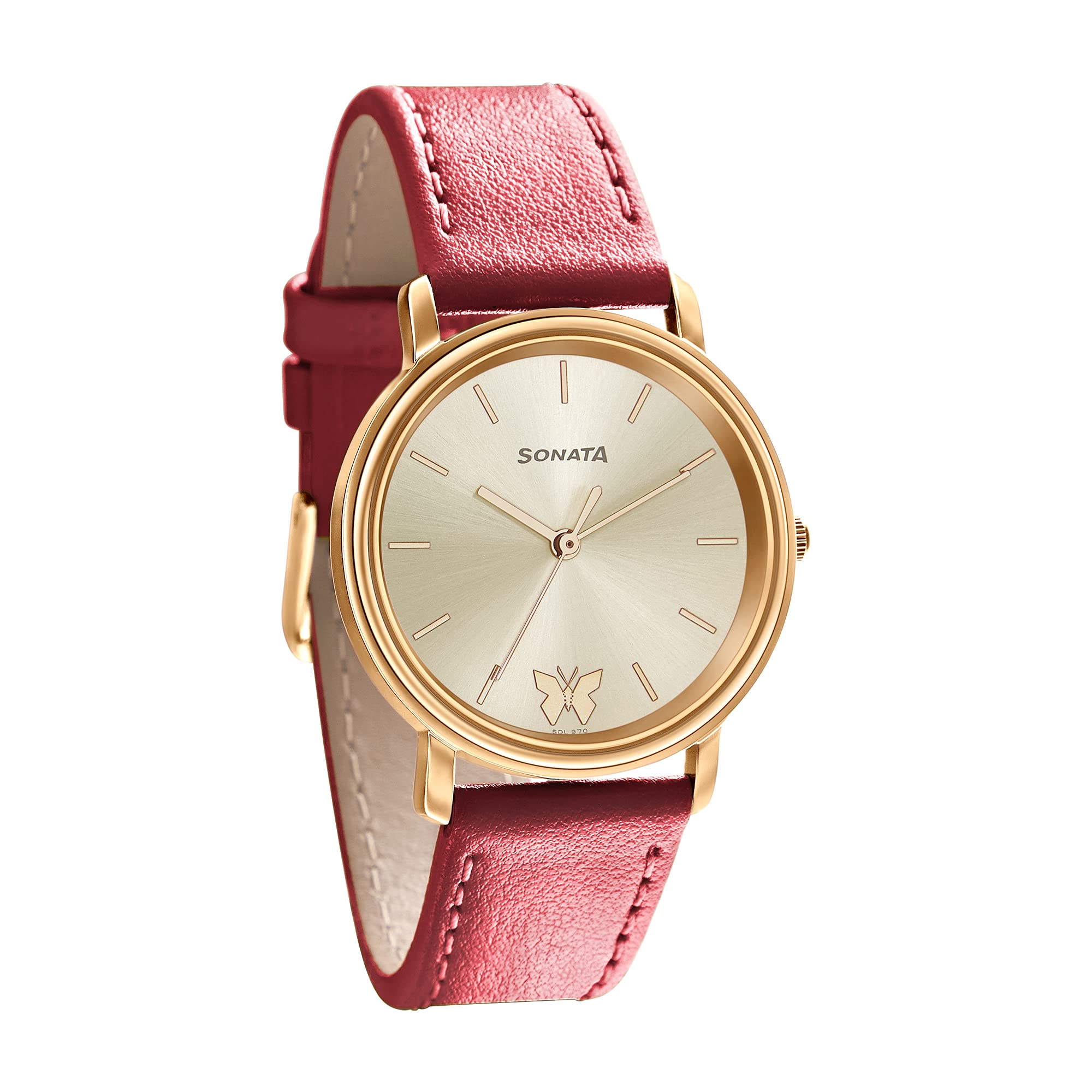 Sonata Play Champagne Dial Women Watch with Leather Strap-NR87029WL01 (B09CL15PFJ) Amazon Price History, Amazon Price Tracker
