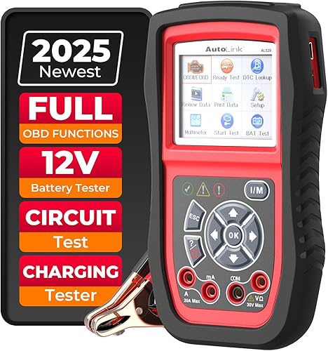 Autel AL539B OBD2 escáner, lector de código 3 en 1 Probador de batería Avómetro para baterías de 12 voltios, diagnóstico OBDII completo y prueba de