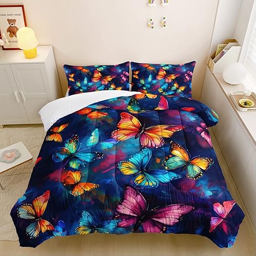 Miniatura 10 de HOSIMA Juego de edredón de medusas, maravilloso mundo submarino, algas marinas, medusas marinas, decoración de habitación de niñas, juego de ropa de