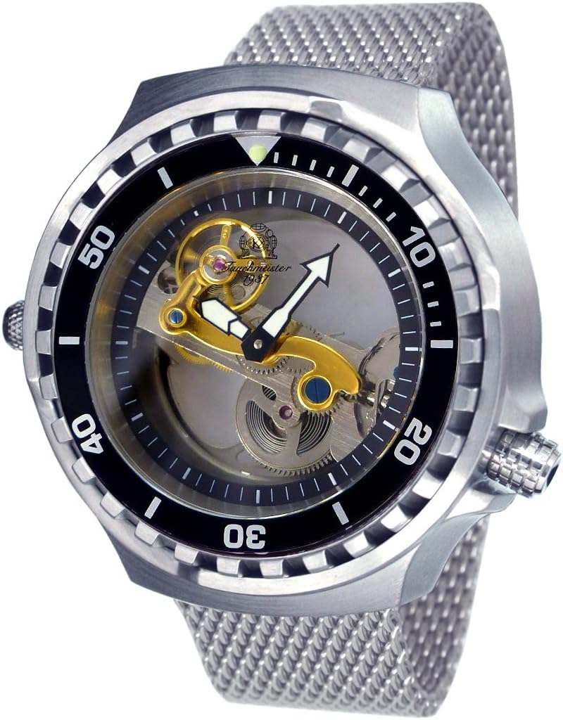 German Tauchmeister Watch Automatic Open Sapphire Glass Design T0310MIL
