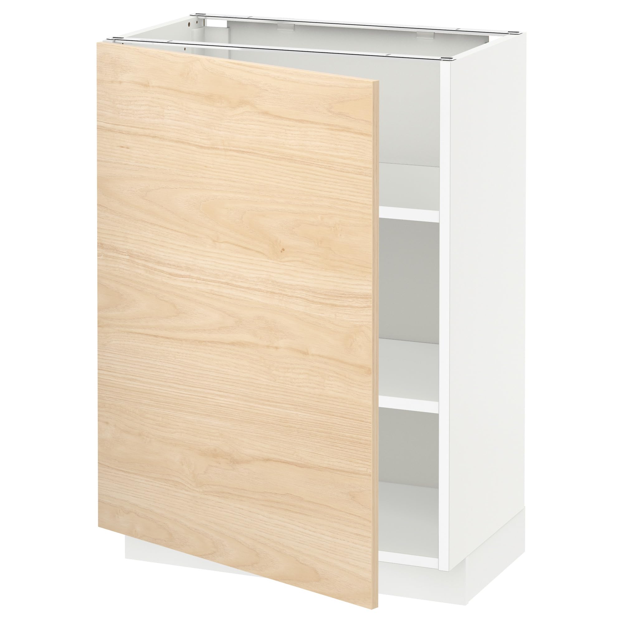 METOD meuble bas avec étagères de cuisine blanc effet cendré 60x37