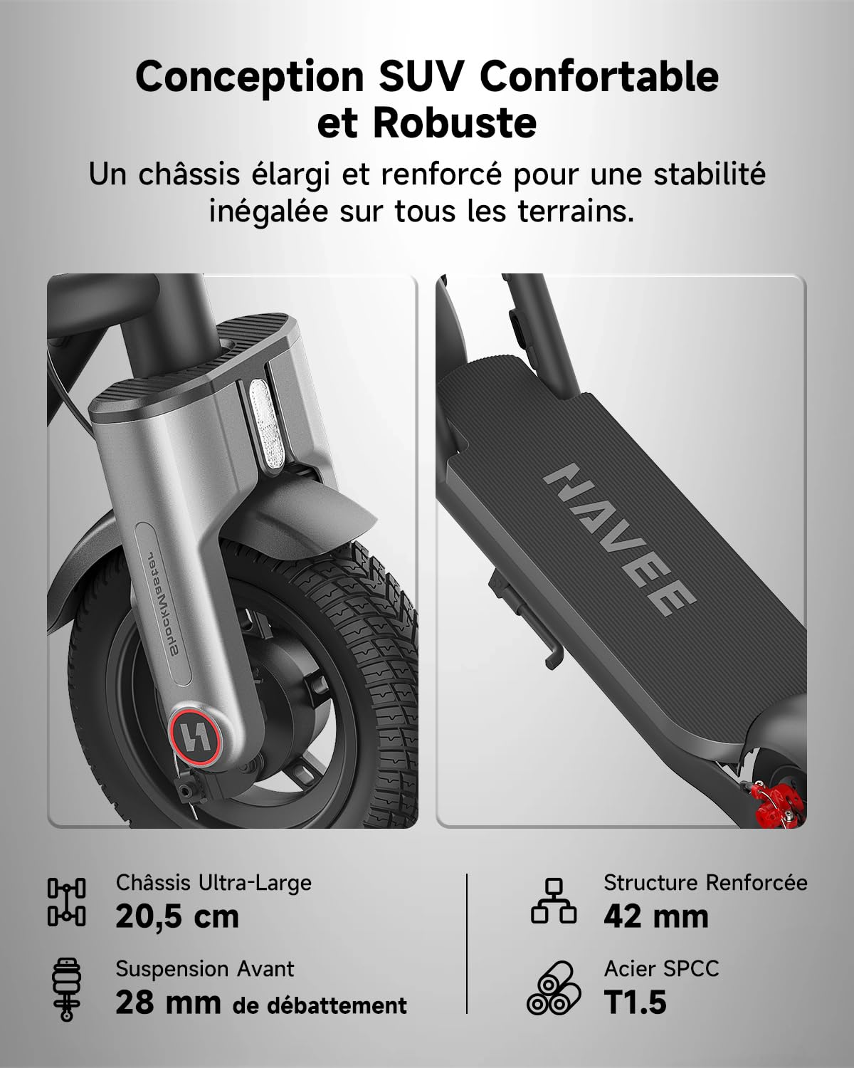 NAVEE N65i II Trottinette Electrique Adulte, 70KM Longue Portée, Moteur 1350W, Trotinette Électrique Pliable, App & Clignotants, Pneus 10,5" Larges, Freins Triples, Charge 150kg, TCS