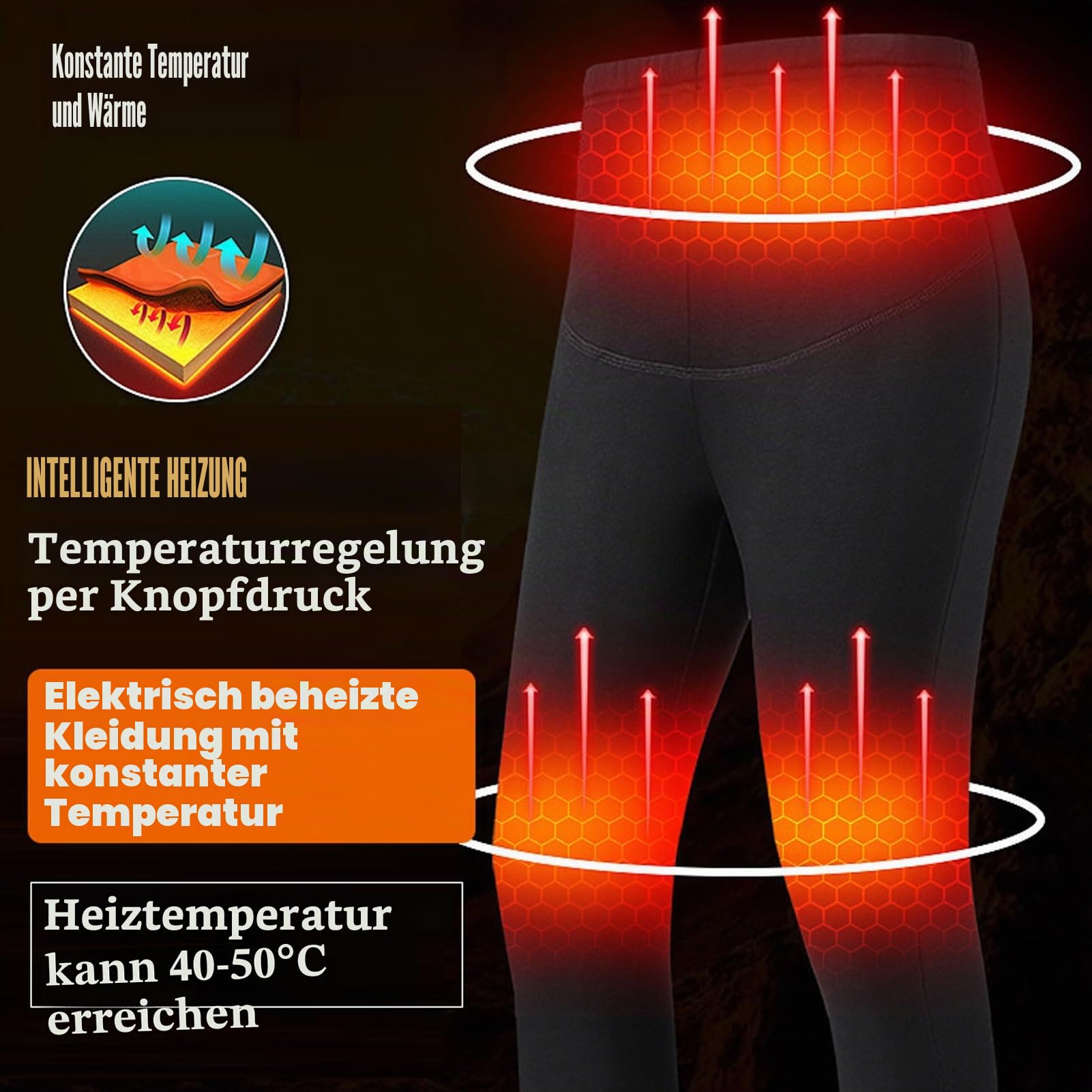 Beheizbare Thermounterwäsche Damen Funktionsunterwäsche Set USB Beheizte Thermowäsche Base Layer Skiunterwäsche Winter Innenfleece mit 28 Zonen Beheizt