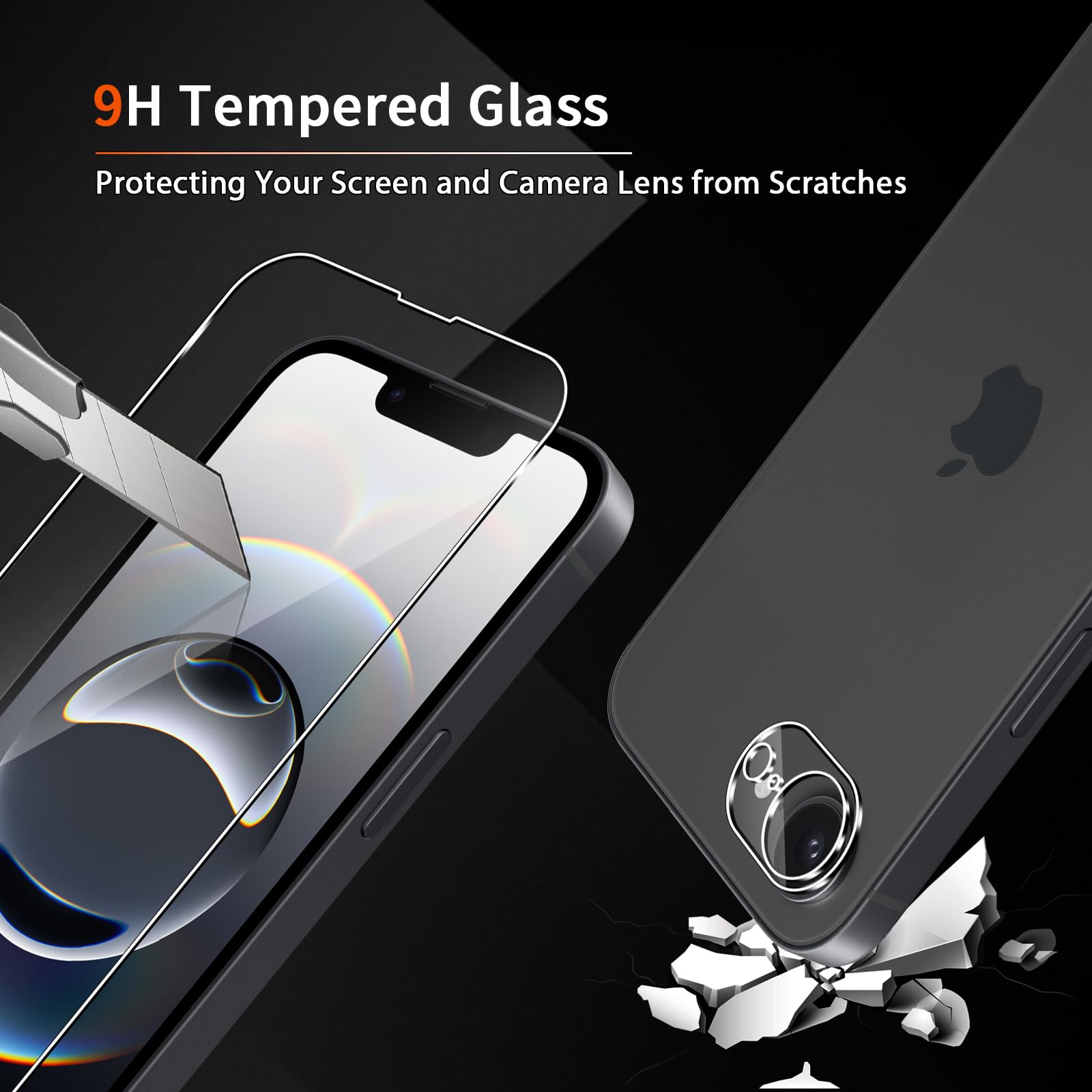 Schutzfolie für iPhone 16E/17E, 2 Stück Gehärtete Glas Schutz Folie mit 2 Stück Kameraschutz, 9H displayschutz Ultra-klar Schutzglas