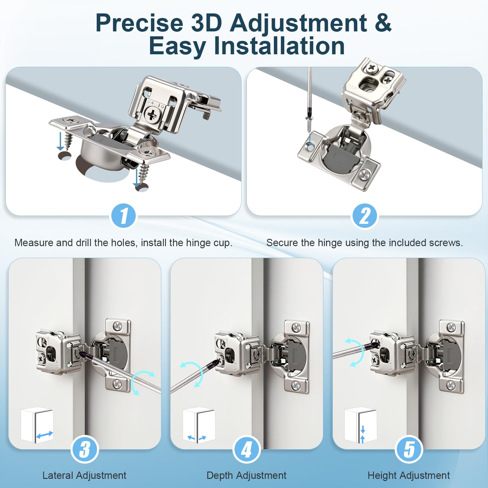 Soft Close Cabinet Hinges - Quiet & Durable -6