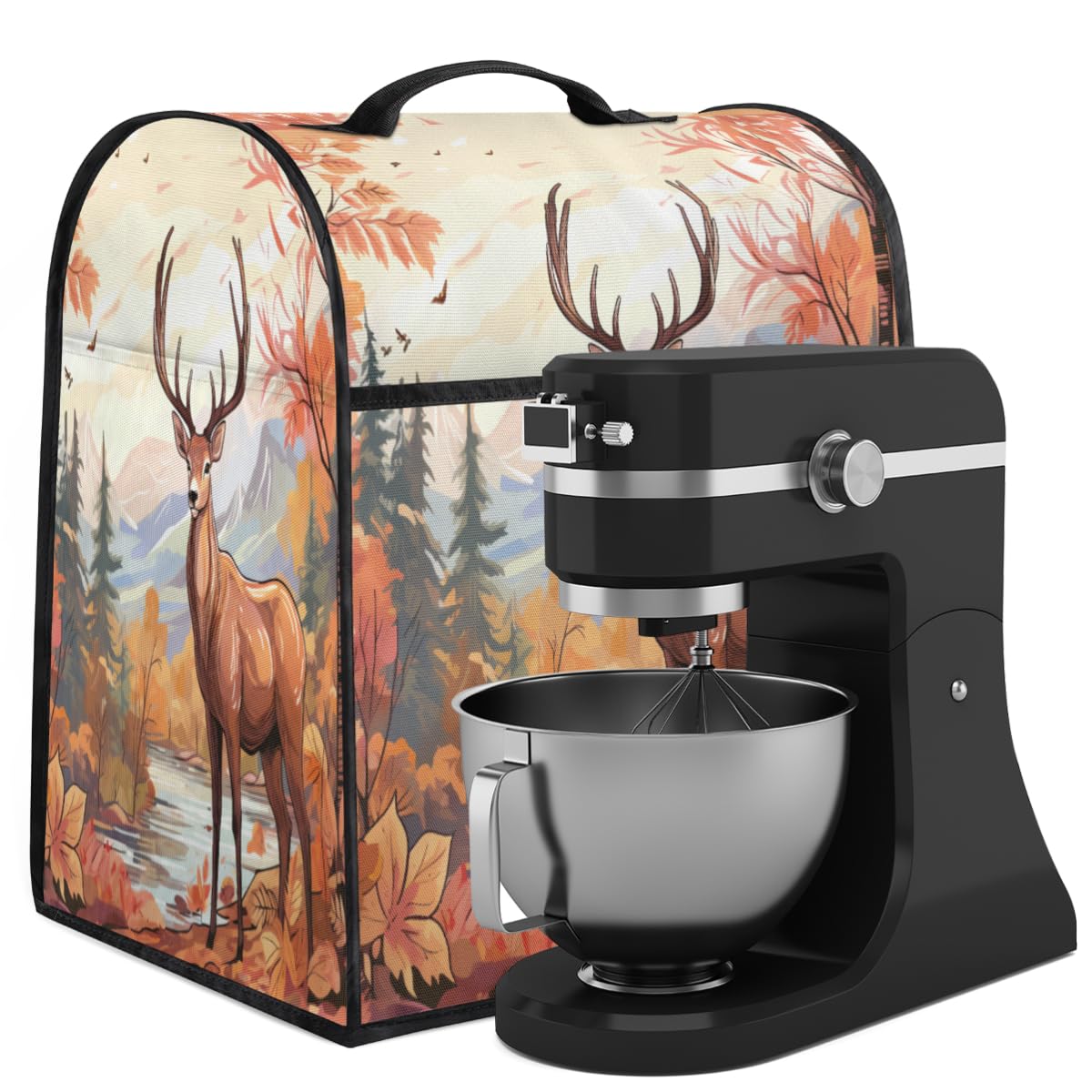 Coffee Maker Cover Autumn Deer Kitchen Appliance Covers Small Appliance Covers Blender Cover Juicer Cover Dust Covers for Kitchen Appliances with Top Handle and Pockets,Washable,B937