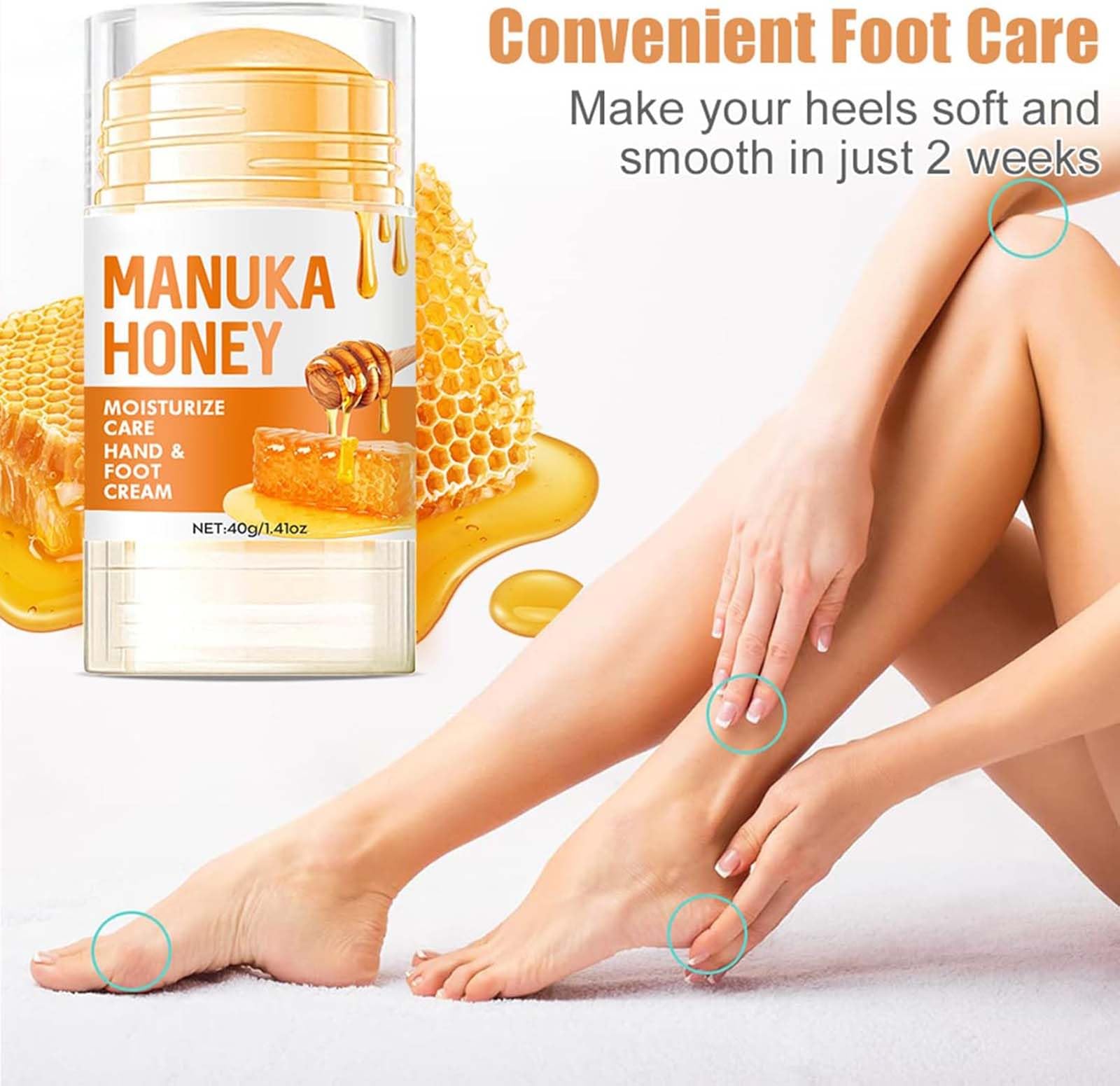 Intensive Honey Foot & Hand Cream for Dry Cracked Skin - Moisturize Heels & Hands for Men & Women - 40g (40 Ml, 1pcs) - Image 3