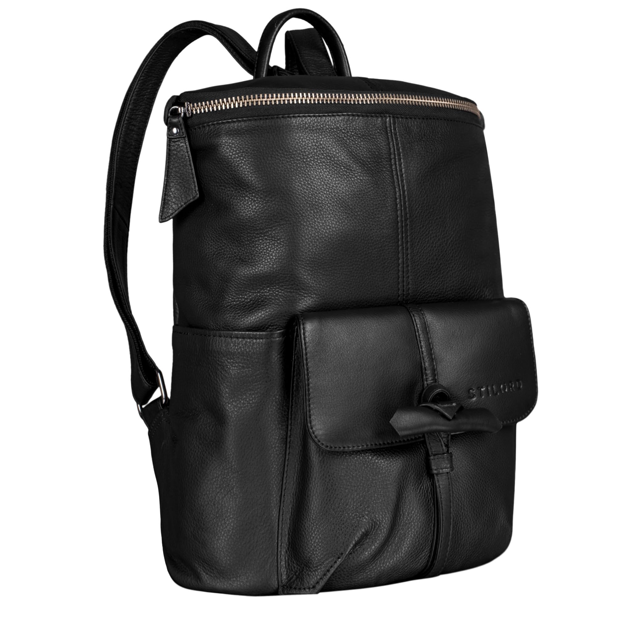 STILORD Fernandez Vintage Rucksack Leder groß Herren Damen - 13,3 Zoll Laptopfach, Schwarz