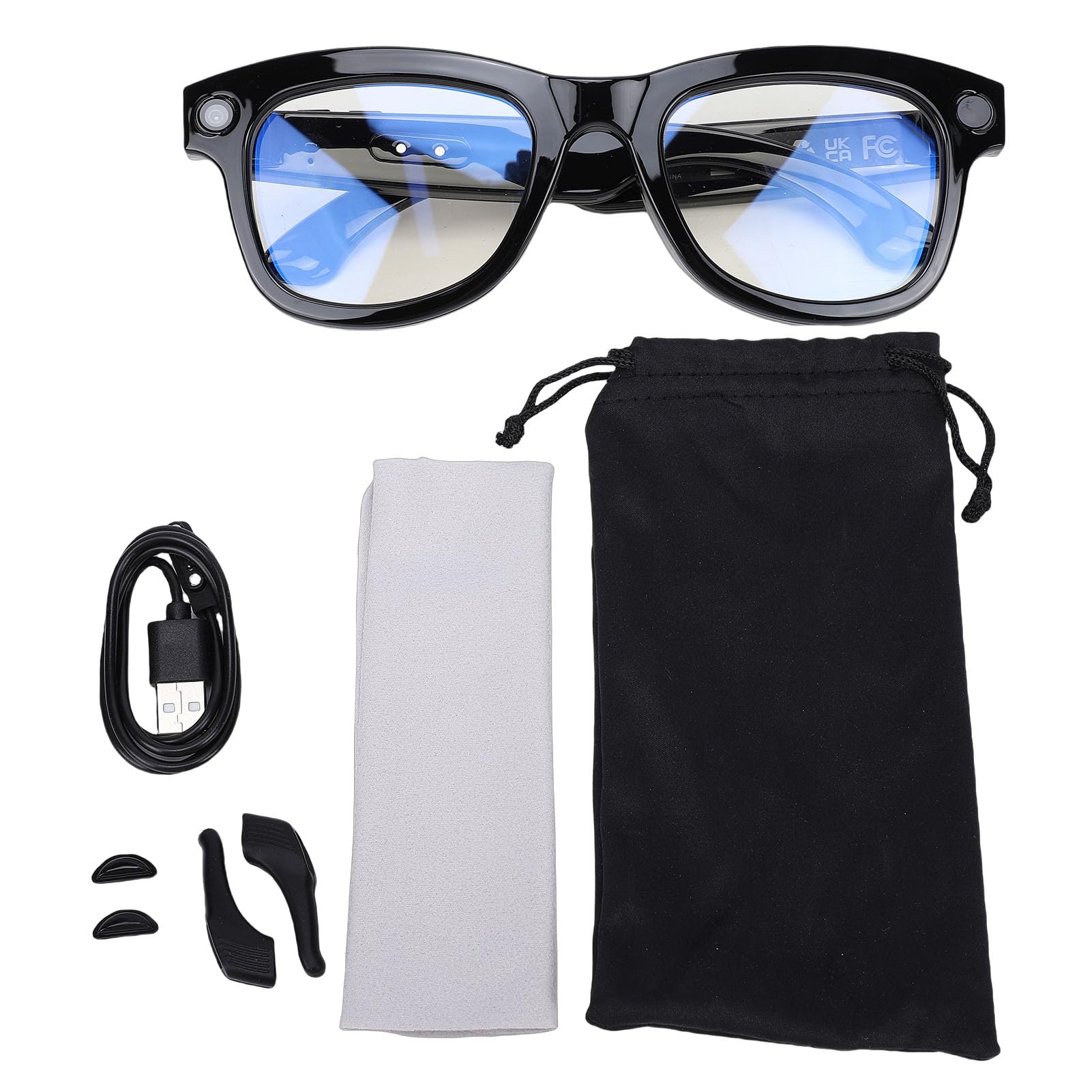 Lunettes Intelligentes AI avec Caméra, Appels Musicaux Bluetooth, Contrôle du Volume de Traduction en Temps Réel pour Plus de 100 Langues, Reconnaissance de Photos.Technol