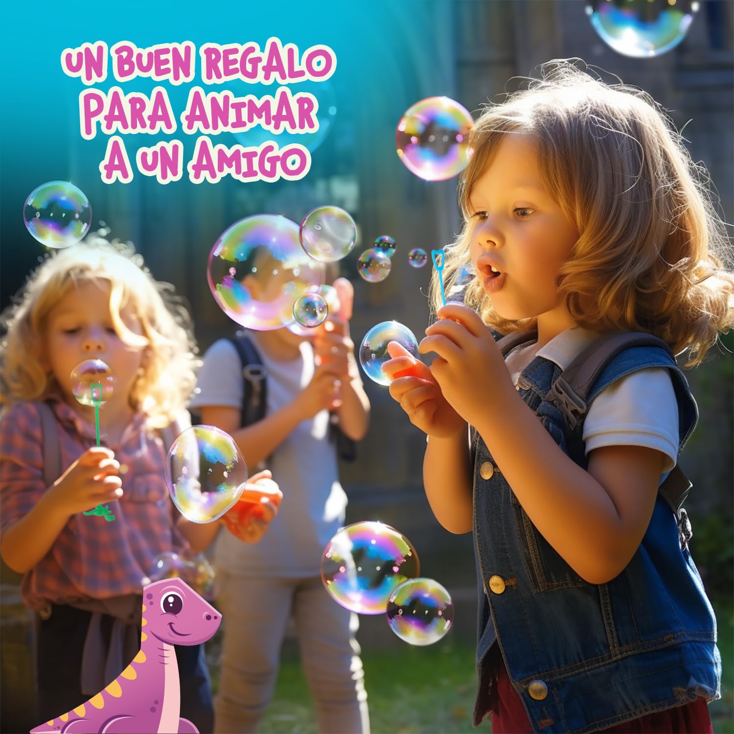 Magicat Dino - Juego de 20 pompas de jabón con diseño de Dinosaurio, en 6 Colores, para cumpleaños Infantiles, Bodas, Halloween, Mini Burbujas de Juguete como obsequio para niños — view 6