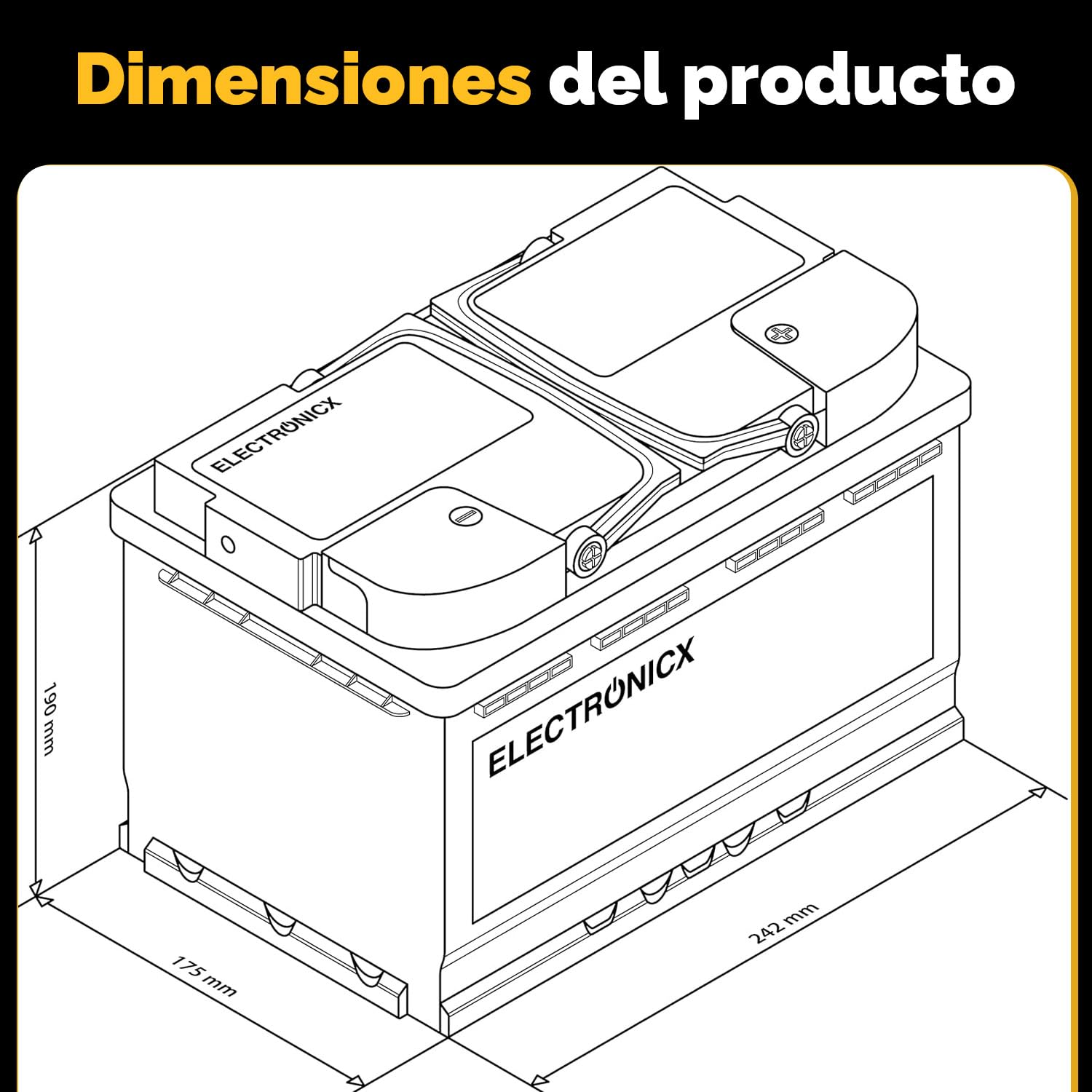 Batería de alimentación Gel Electronicx 12V 80Ah – Batería 12 voltios 80 Ah – batería Solar para Autocaravana, Furgoneta y Barco – acumulador de Gel para fotovoltaica, Camping, Marina