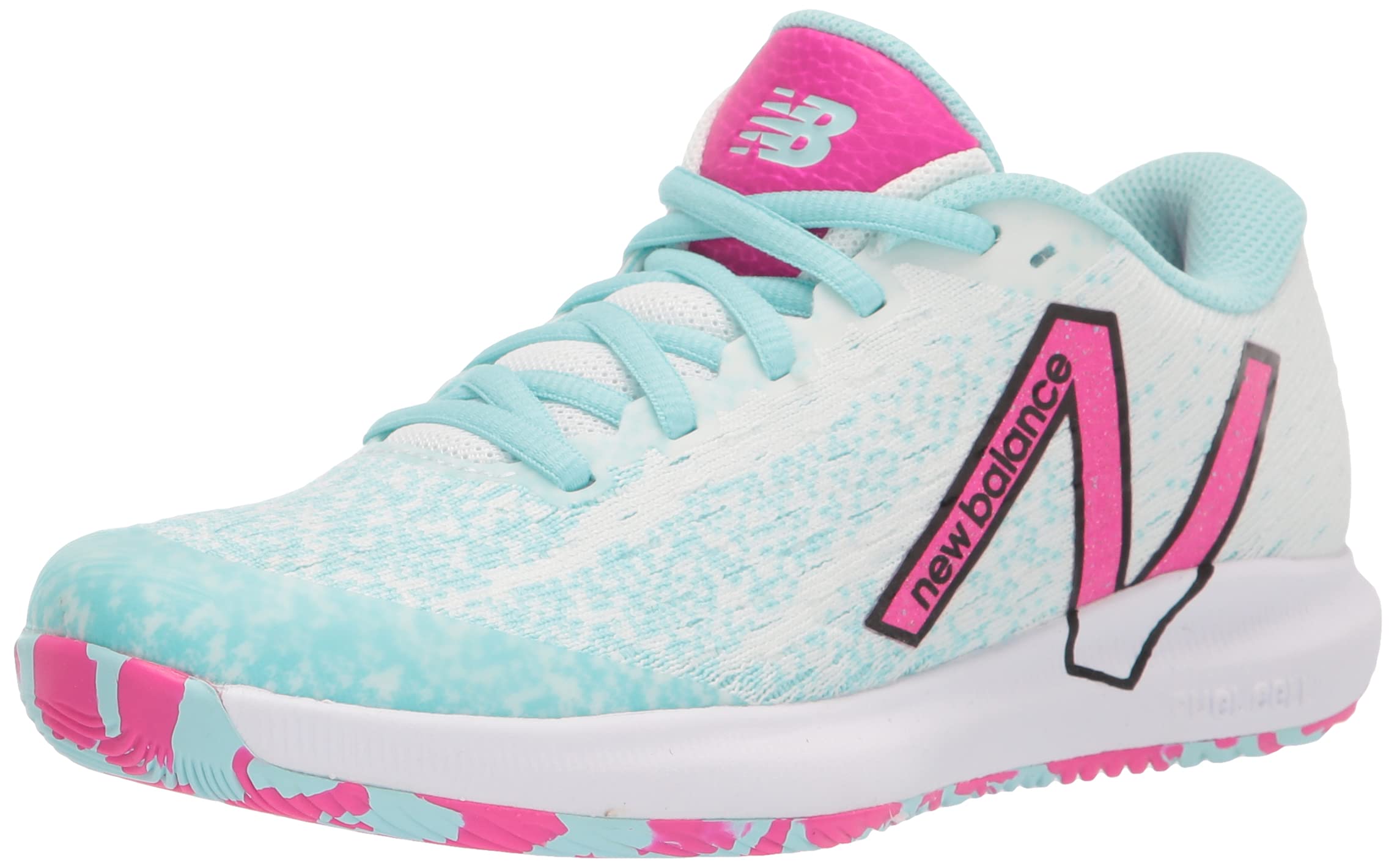 New Balance Women`s FuelCell B Width Tennis Shoes White and Pink Glo