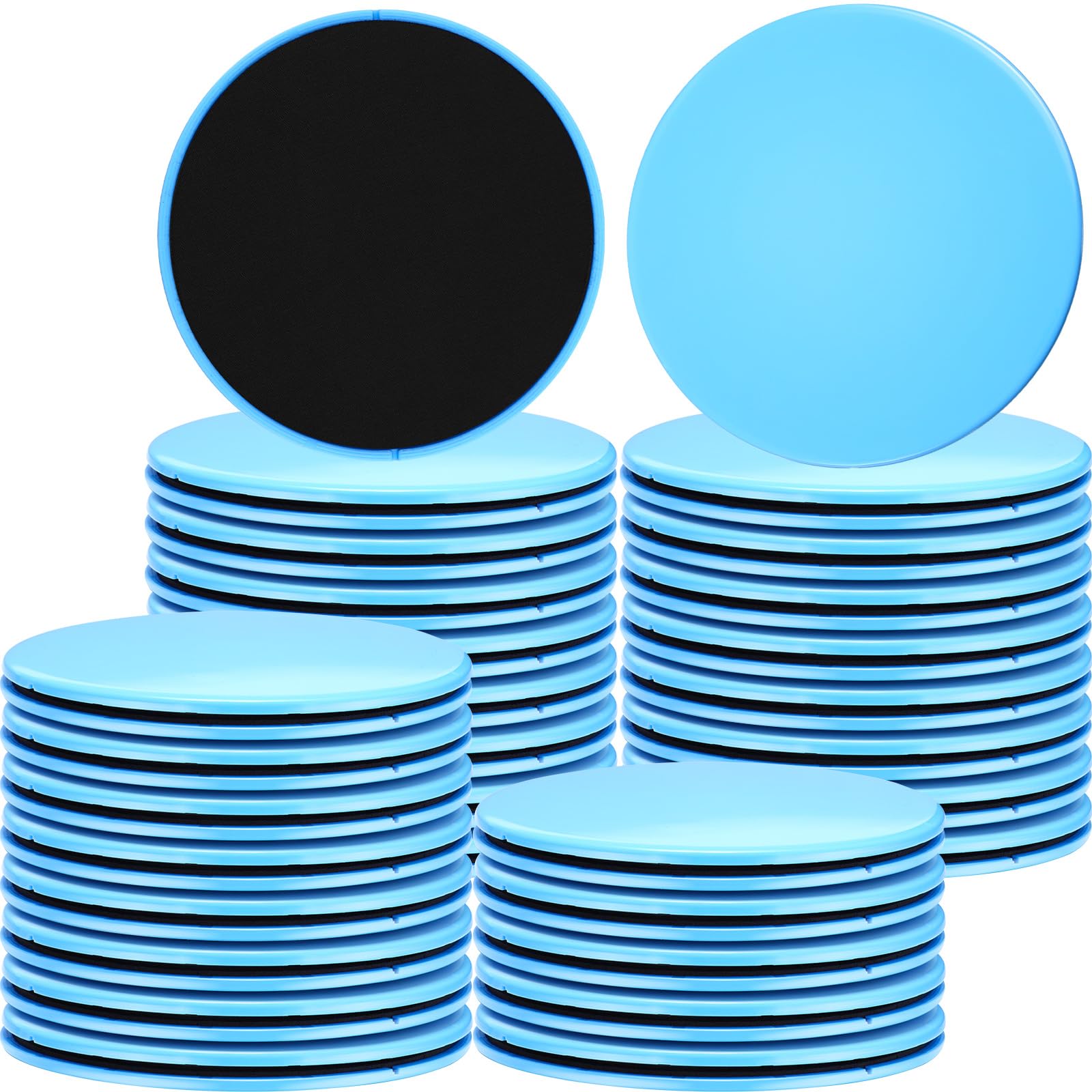 60 Pcs (30 Pairs) Exercise Sliders Bulk for Gym Training Classes Core Sliders Workout Glider Discs for Boot Camp HIIT AB Pads Dual Sided Fitness Slider for Carpet Hardwood Floor (Blue)