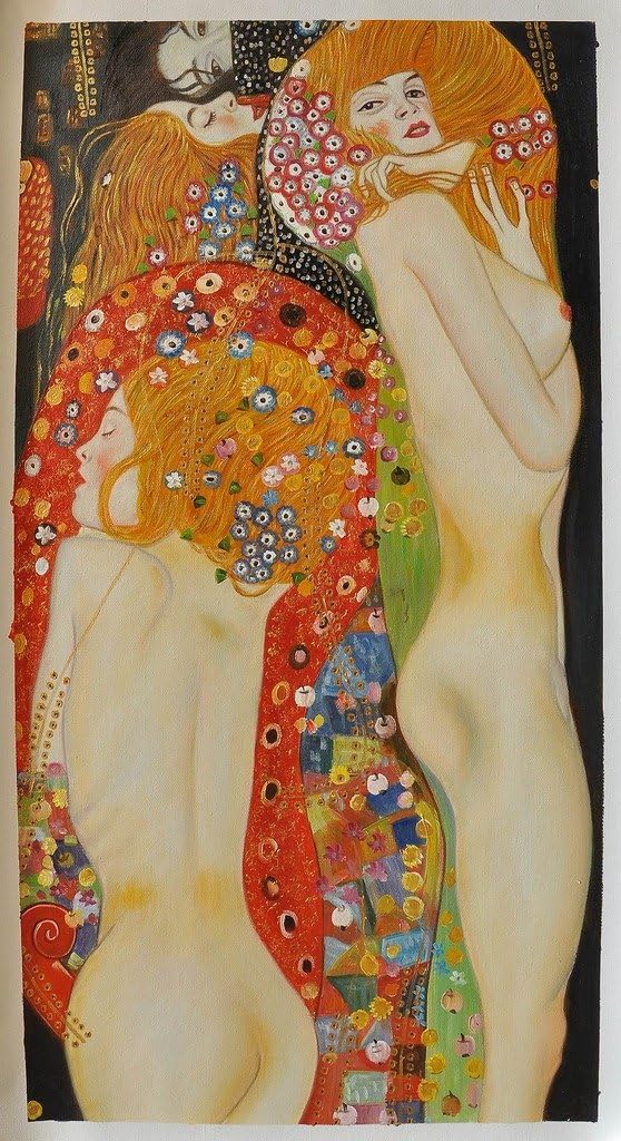 Roya Art-Water Serpents II By Gustav Klimt Hand Painted Reproduction Oil Painting On Canvas For Home/Office Wall Decoration, Size 24"wide x 36"high
