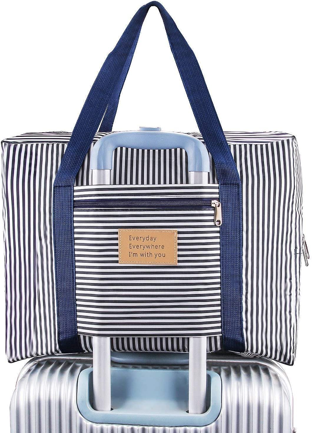 bestottam Women's and Men's Travel Bags Foldable Waterproof Lightweight Shoulder Handbag Storage for Luggage Travel Luggage Carry Bag Duffle Bag Flight Bag Shopping Bag (Blue, 1 pc)-picture-25